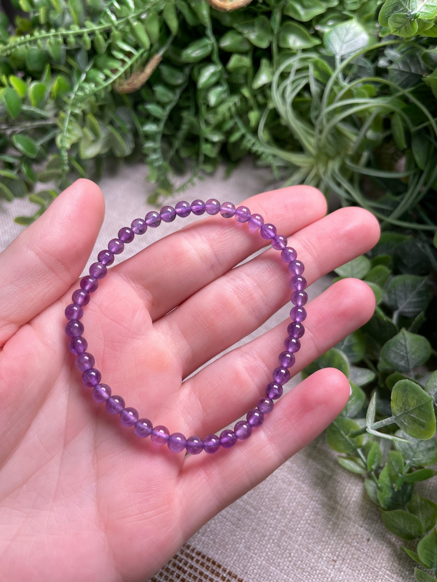 Amethyst 4mm Beaded Bracelet