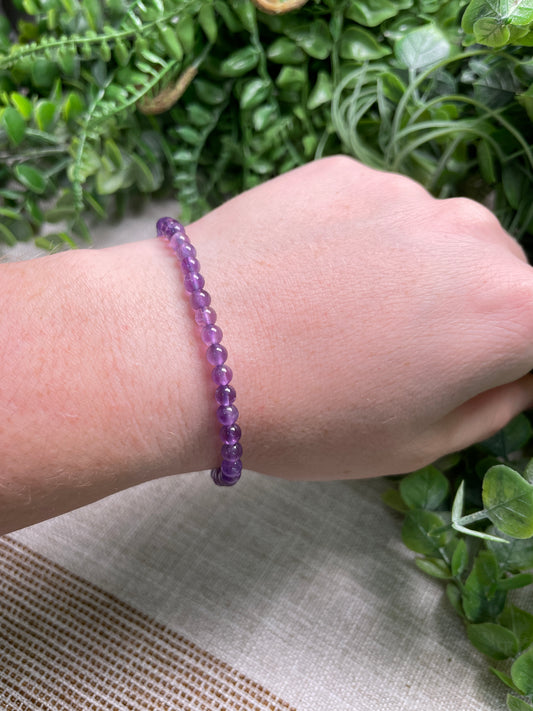 Amethyst 4mm Beaded Bracelet