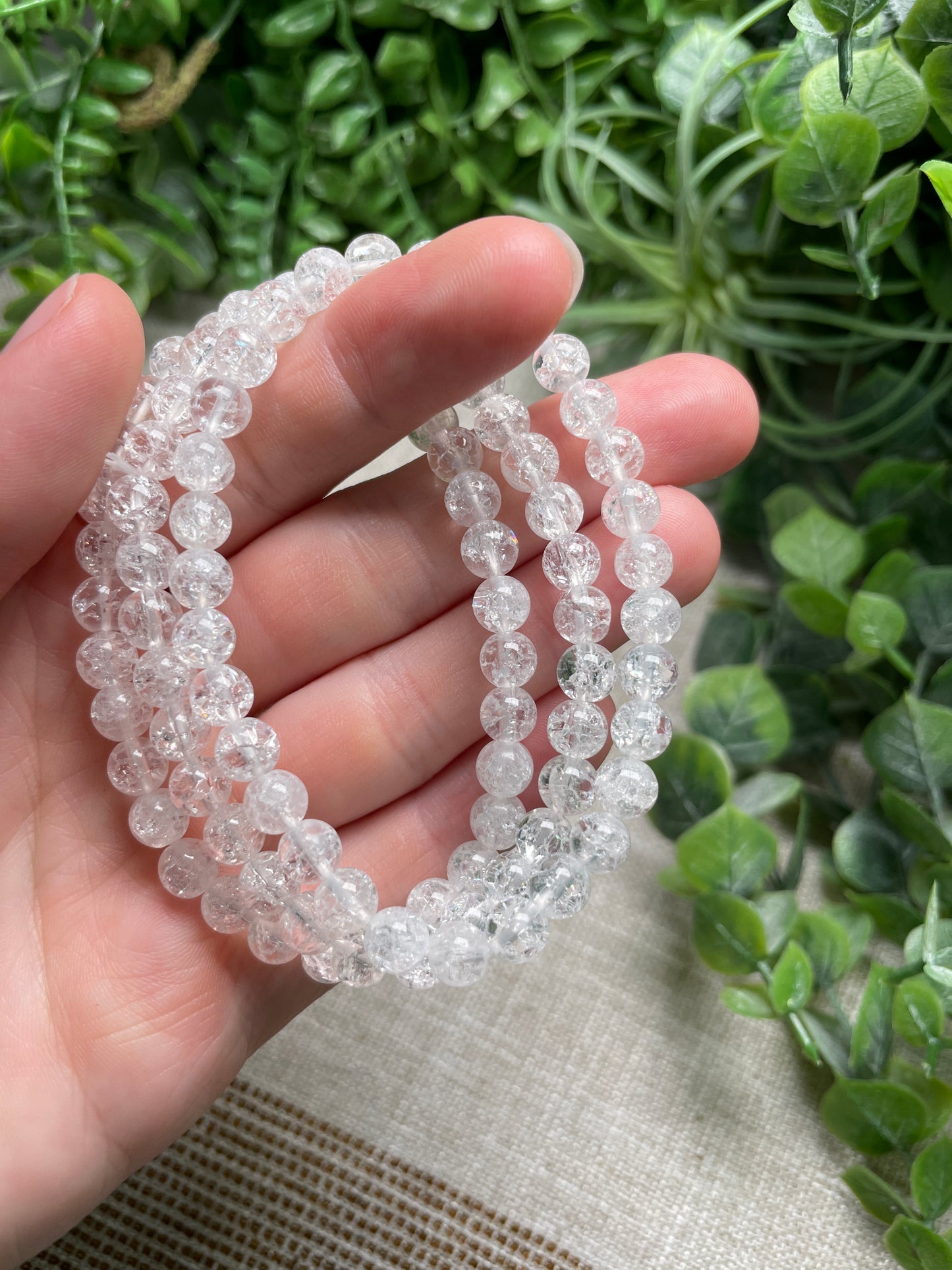 Crackle Quartz 6mm Beaded Bracelet