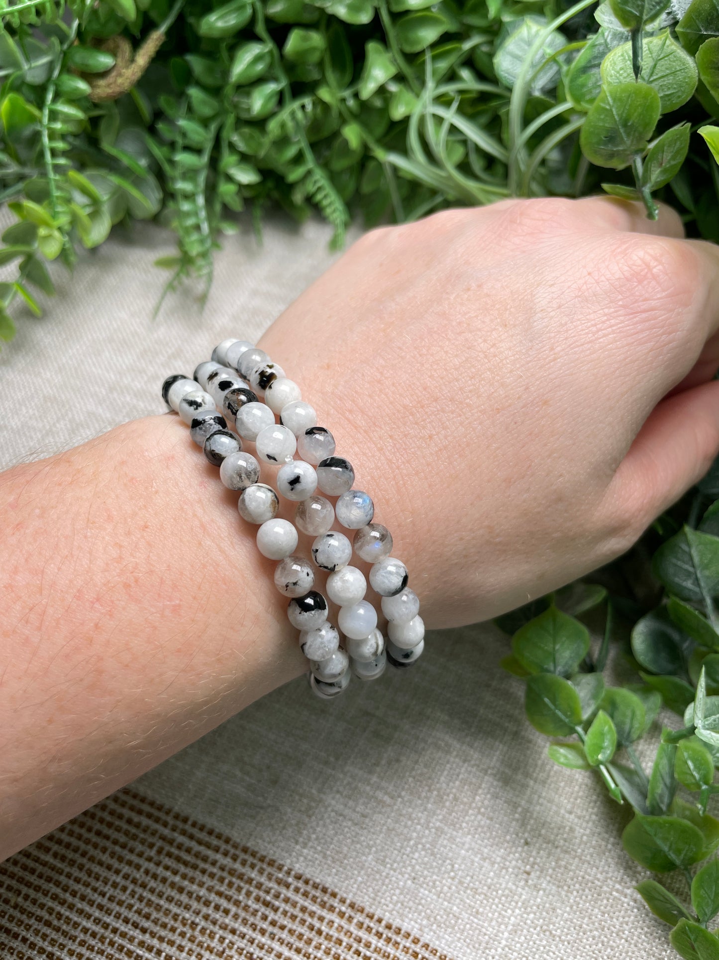 Moonstone 6mm Beaded Bracelet