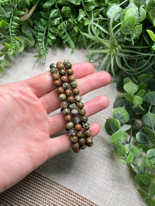 Rainforest Jasper 6mm Beaded Bracelet