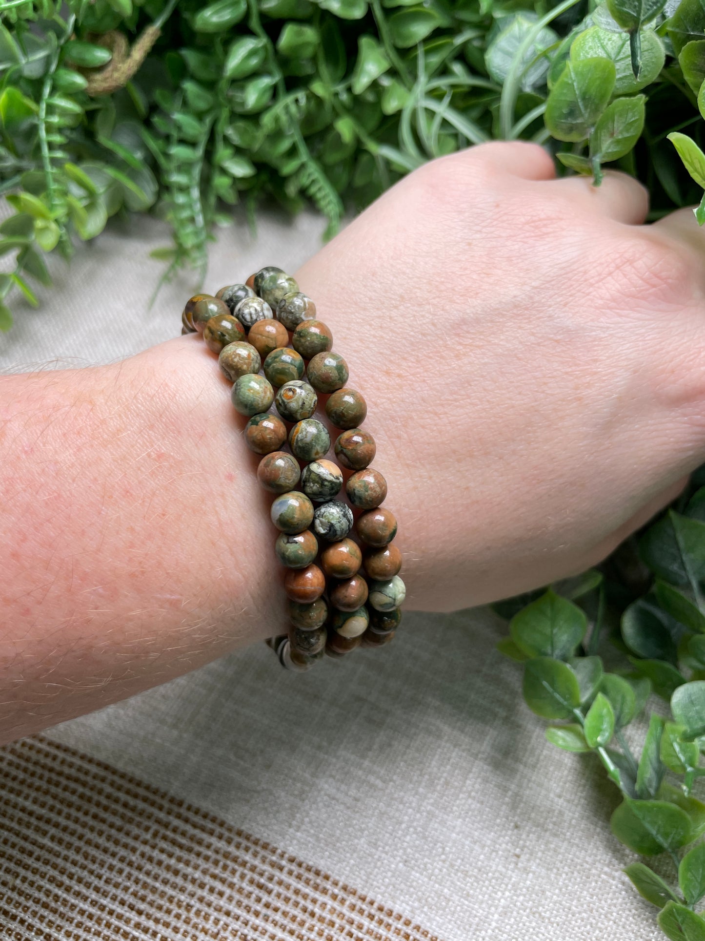 Rainforest Jasper 6mm Beaded Bracelet