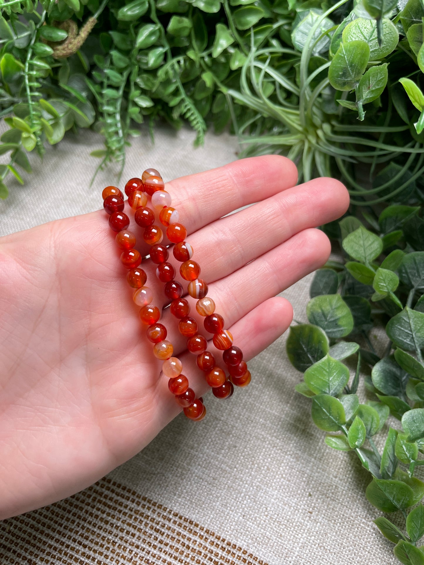 Carnelian 6mm Beaded Bracelet