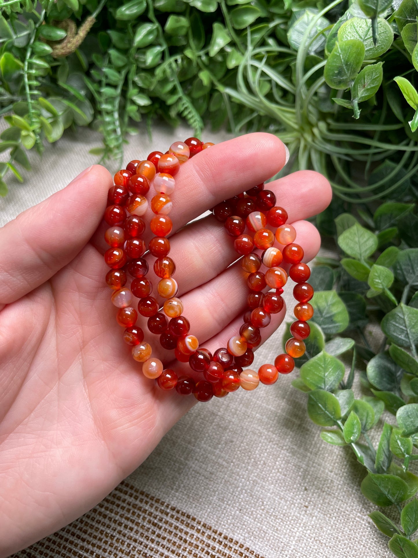 Carnelian 6mm Beaded Bracelet