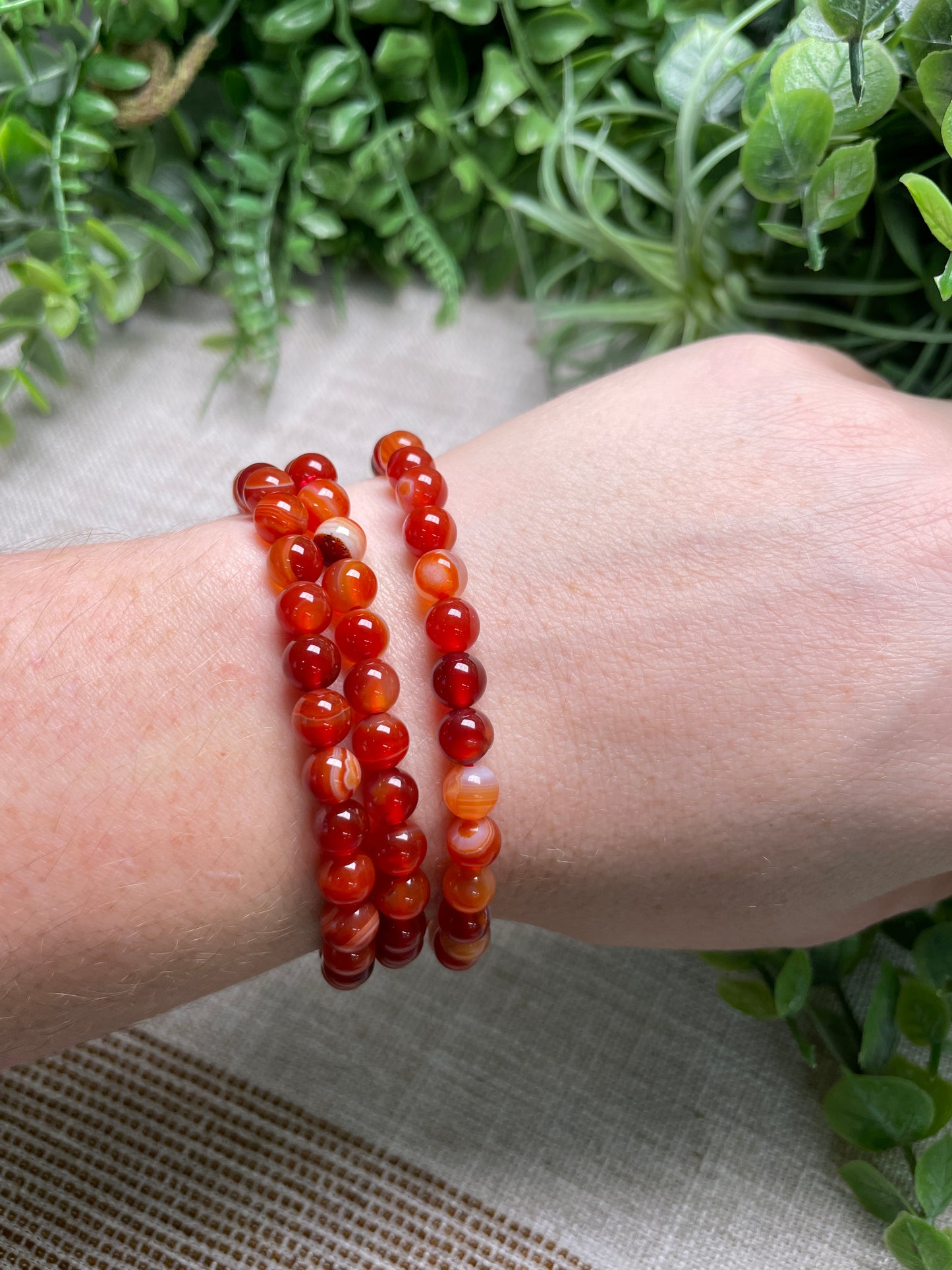 Carnelian 6mm Beaded Bracelet