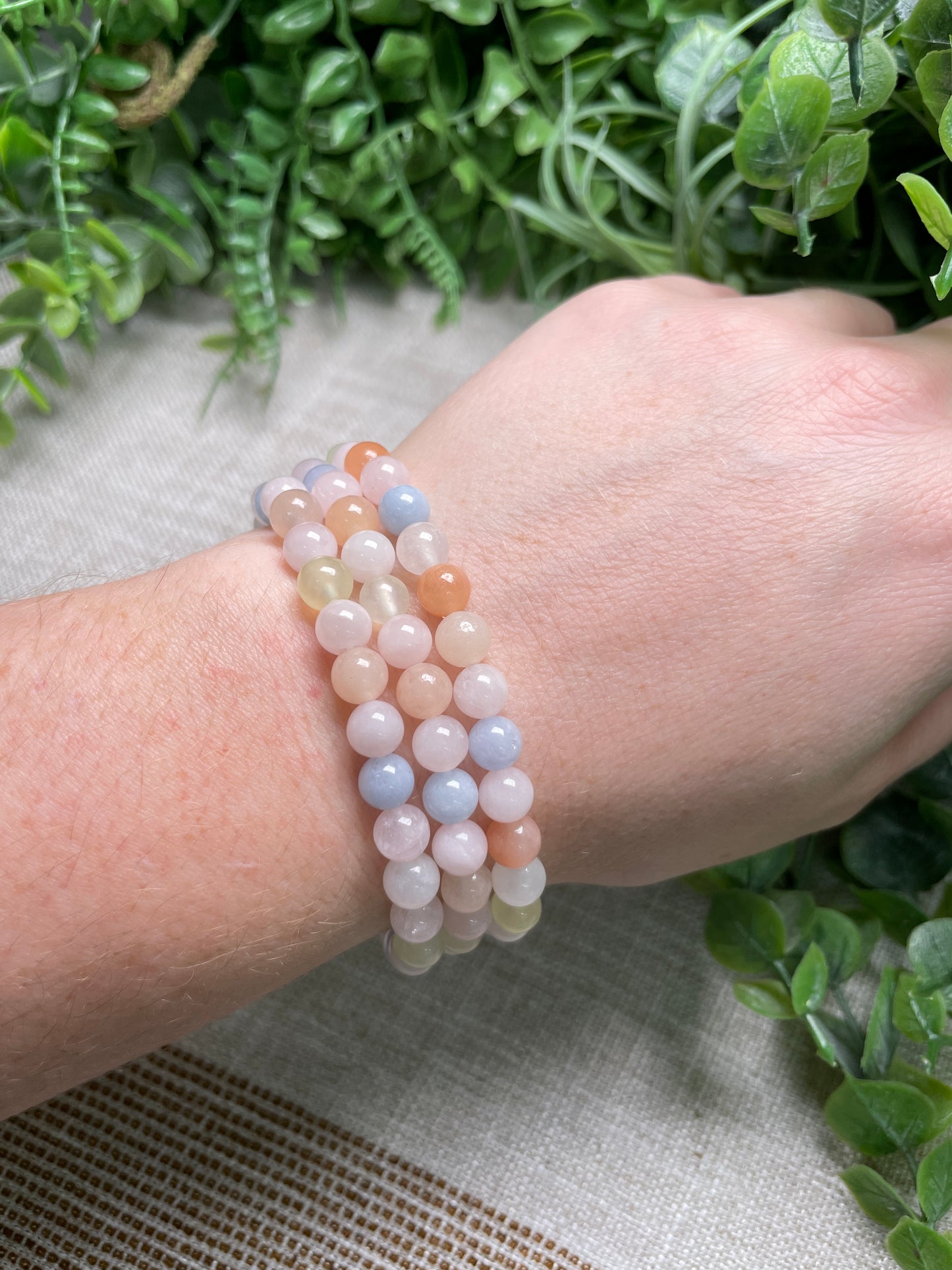 Morganite 6mm Beaded Bracelet