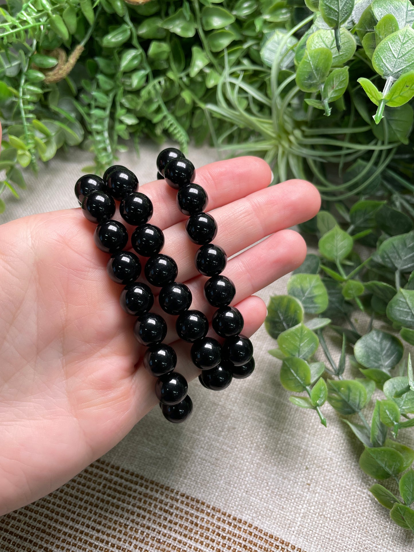 Obsidian 10mm Beaded Bracelet