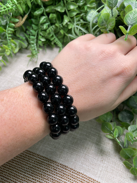 Obsidian 10mm Beaded Bracelet