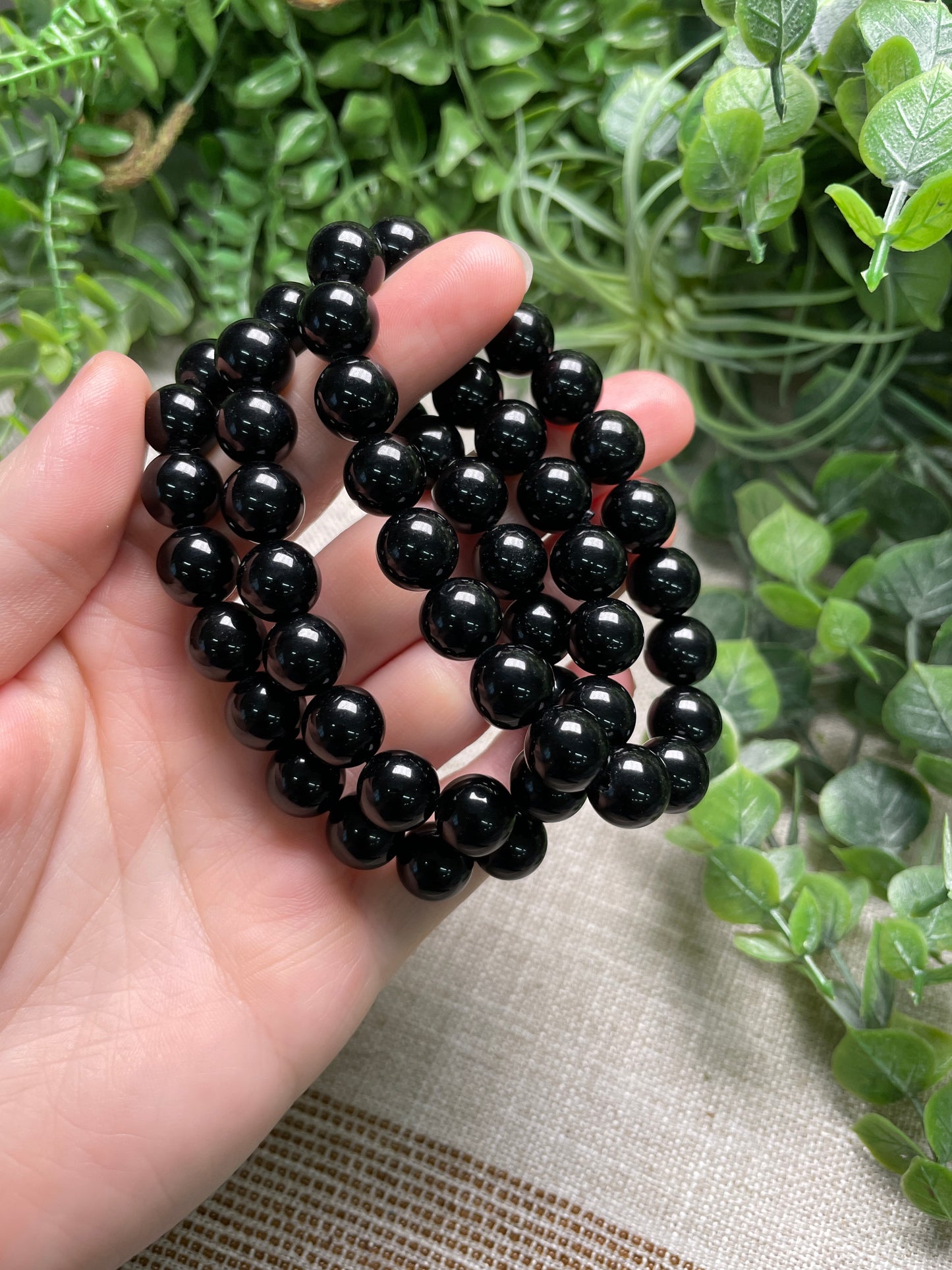 Obsidian 10mm Beaded Bracelet