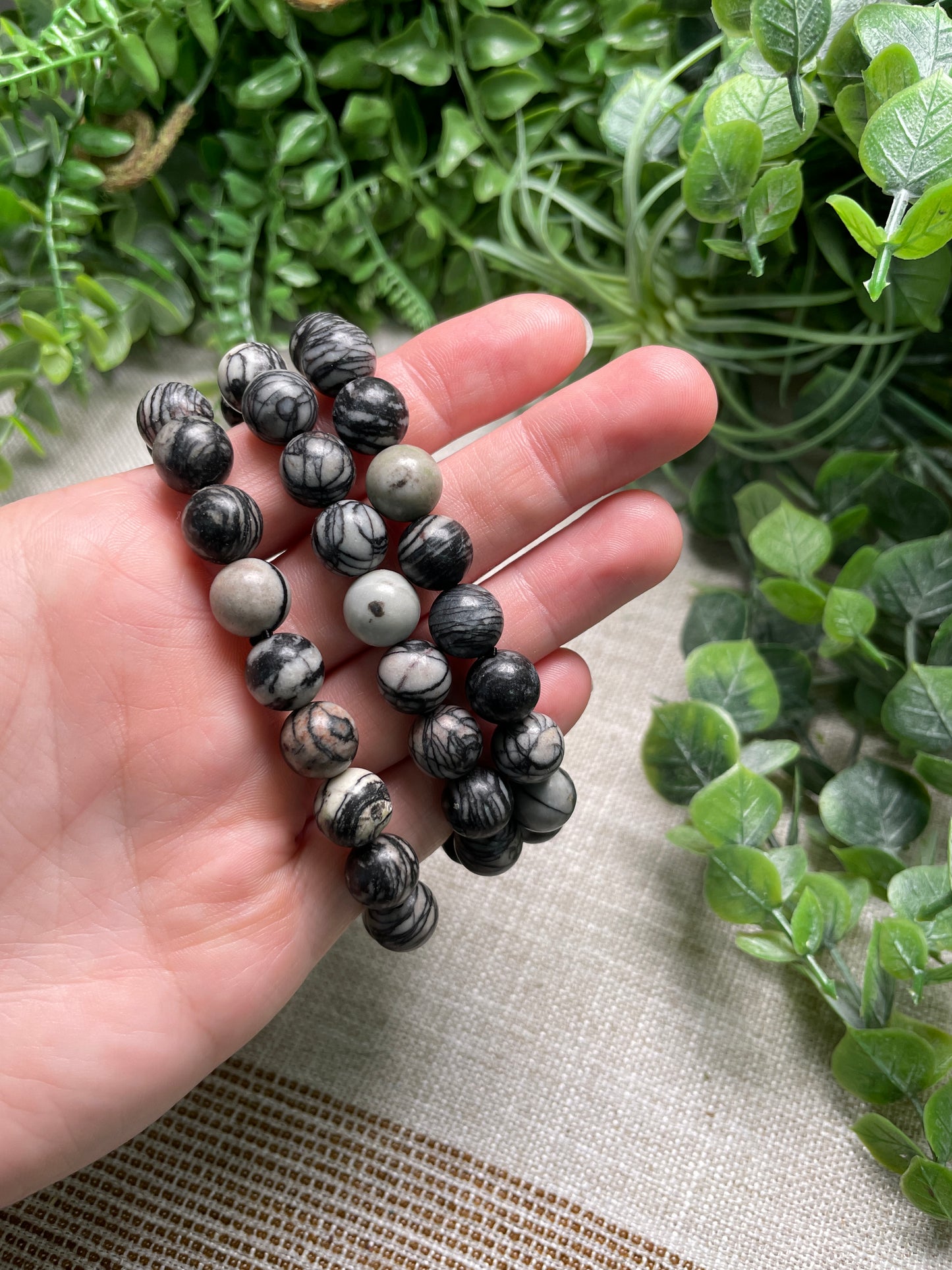 Spiderweb Jasper 10mm Beaded Bracelet