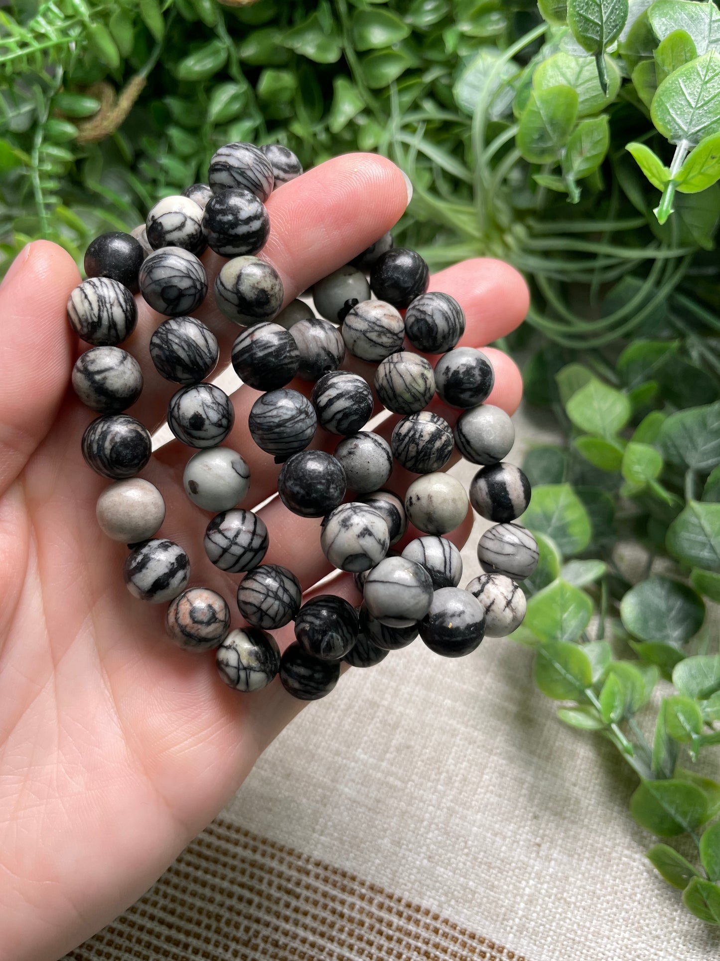 Spiderweb Jasper 10mm Beaded Bracelet