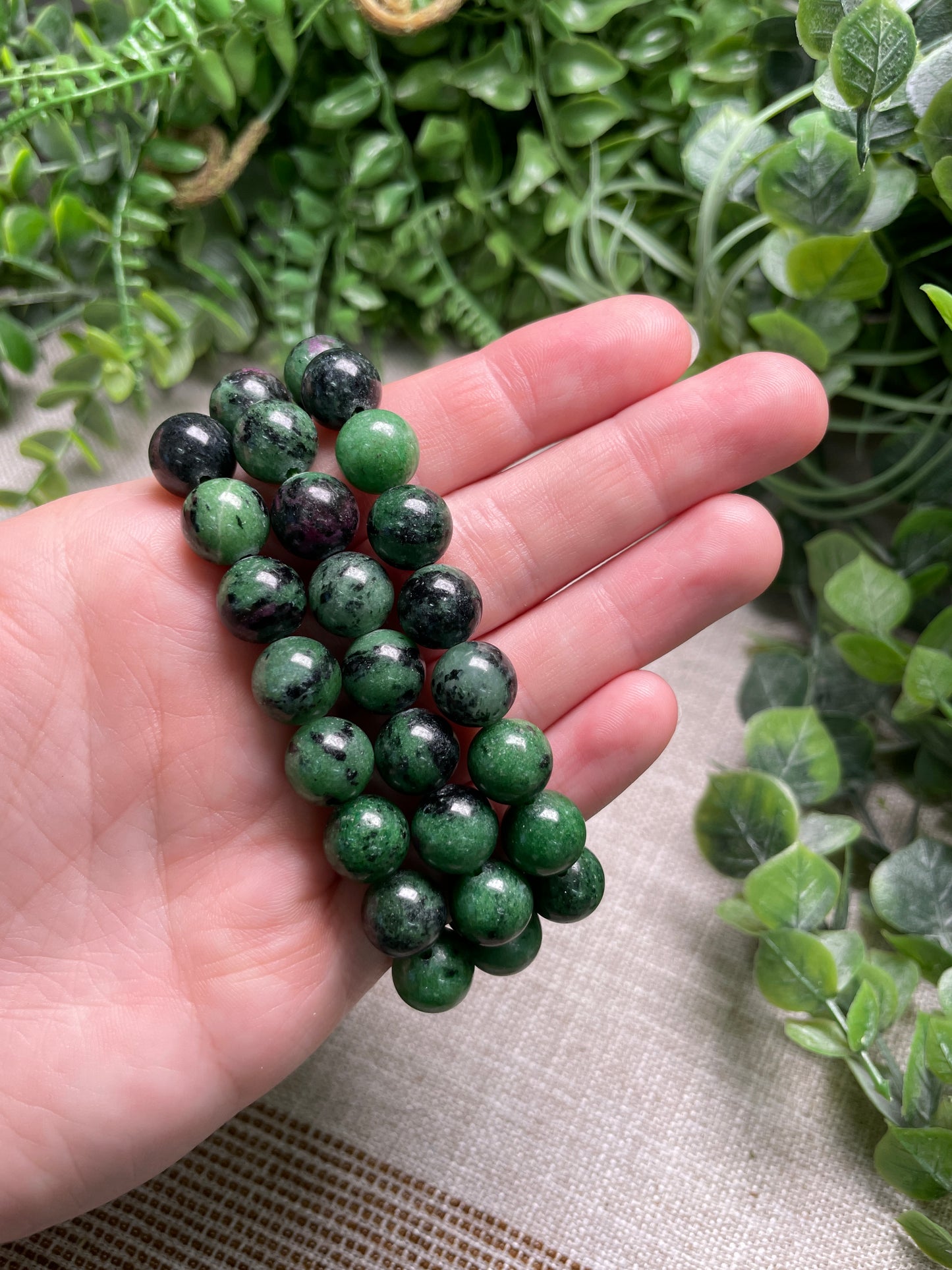 Ruby Zoisite 10mm Beaded Bracelet