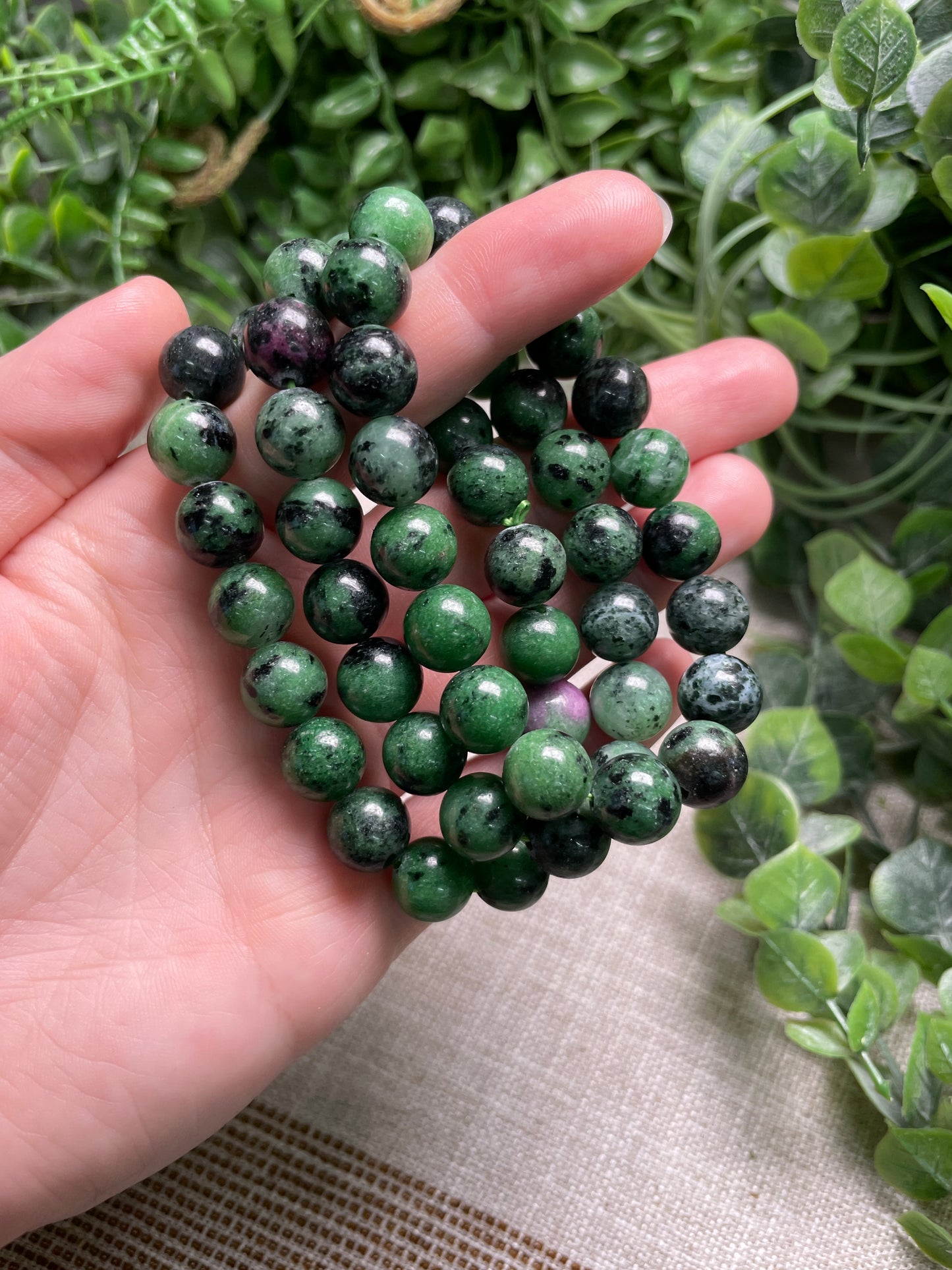 Ruby Zoisite 10mm Beaded Bracelet