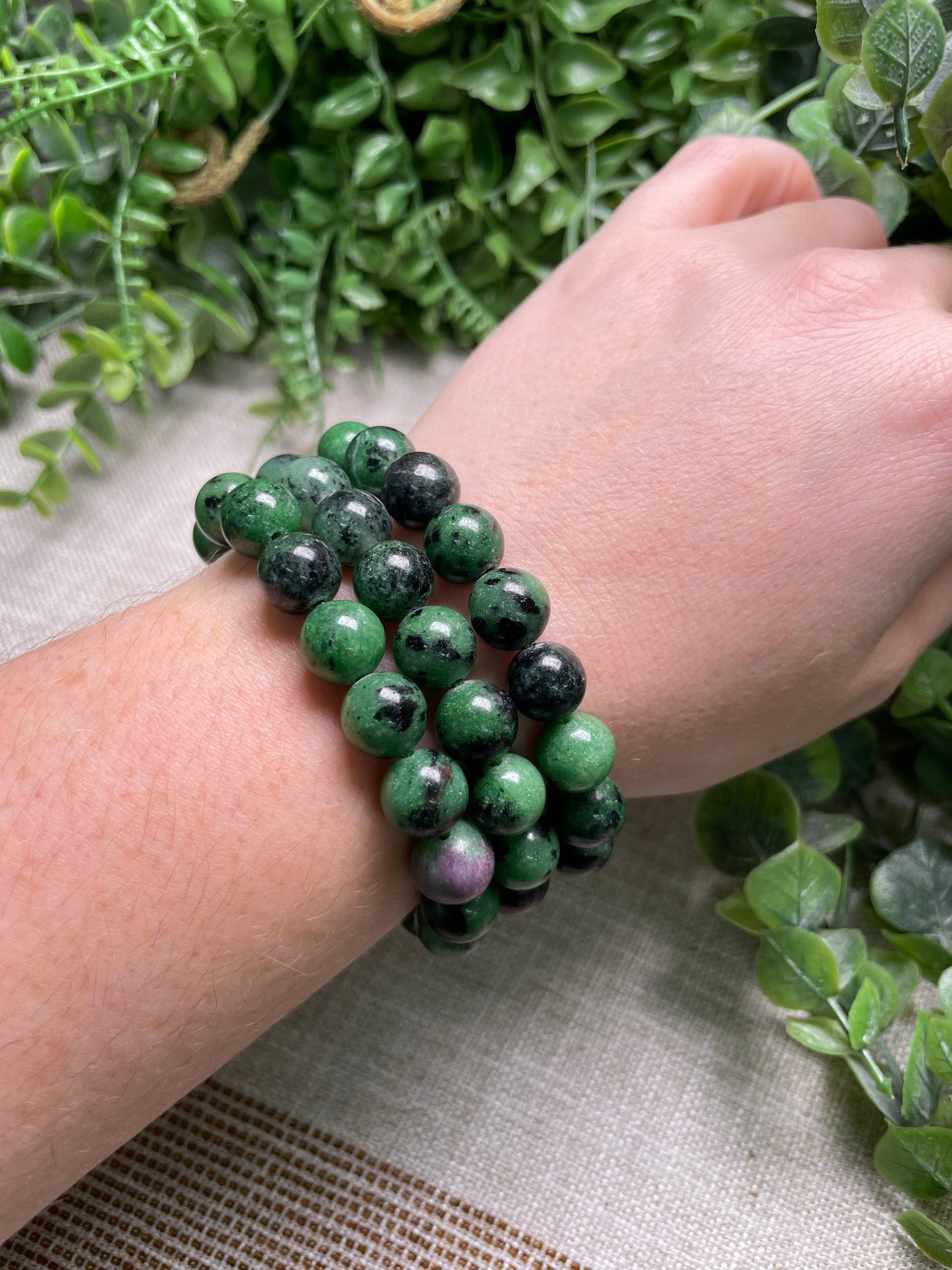 Ruby Zoisite 10mm Beaded Bracelet