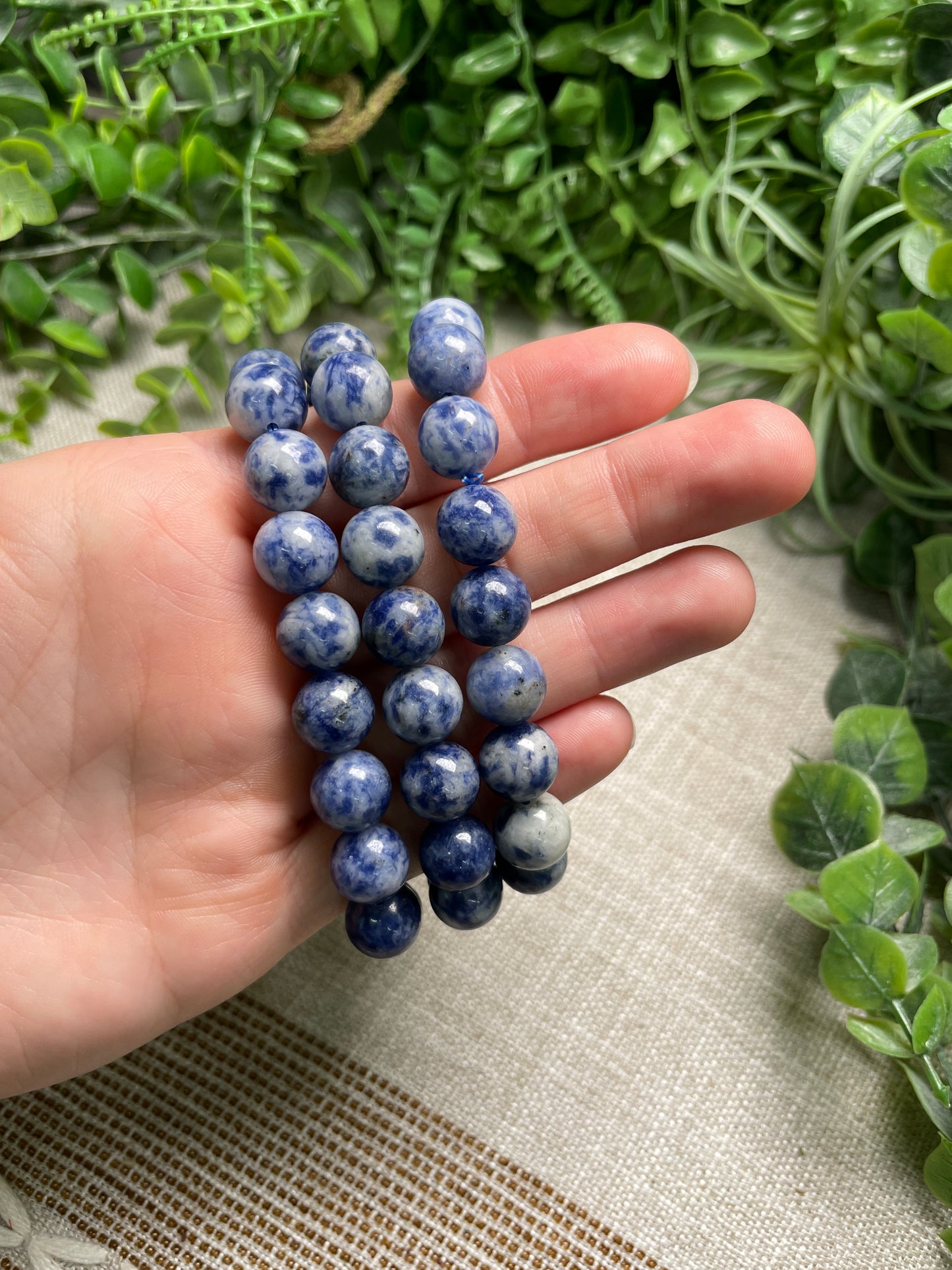 Blue Spotstone Jasper 10mm Beaded Bracelet