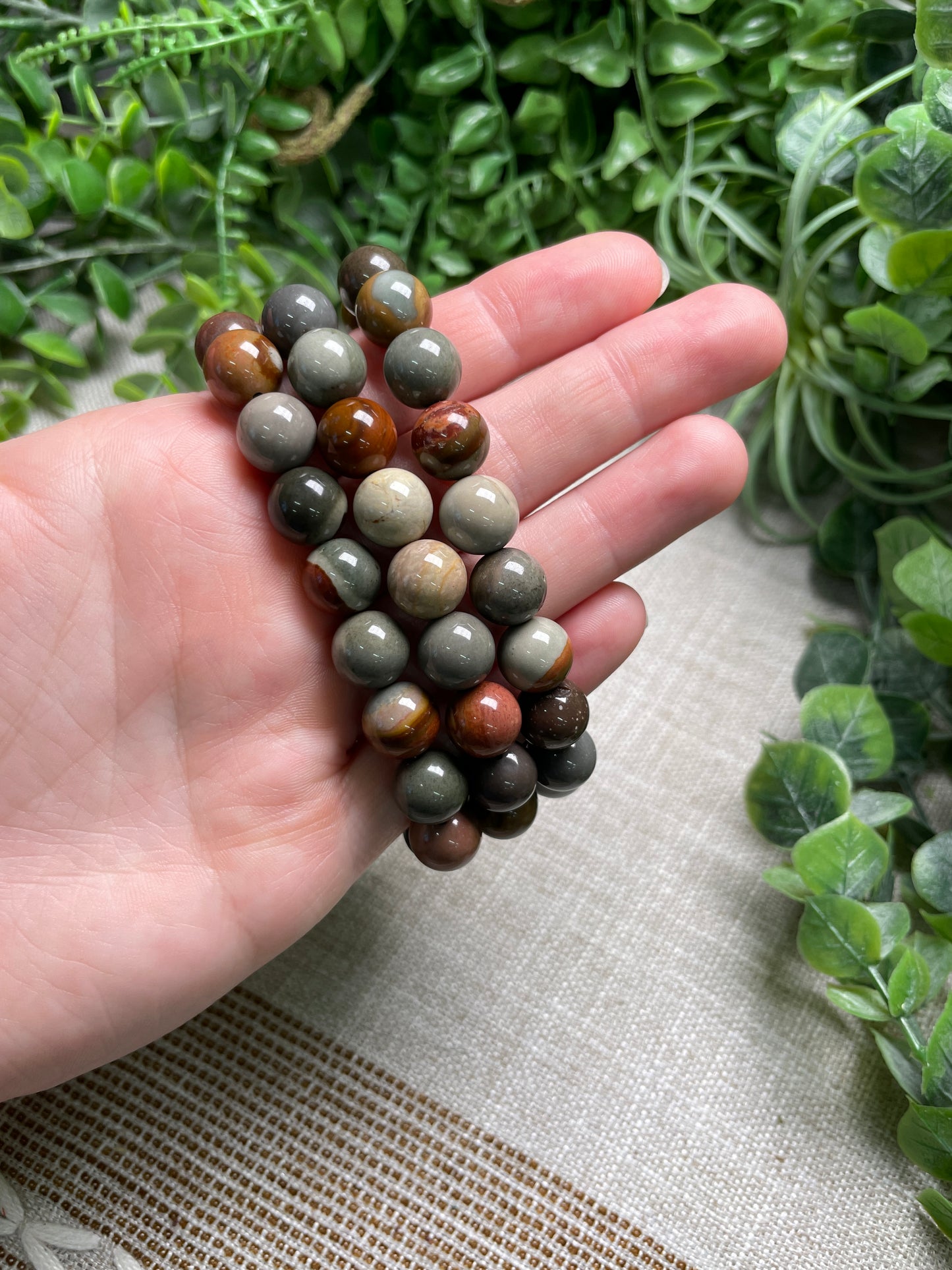 Polychrome Jasper 10mm Beaded Bracelet