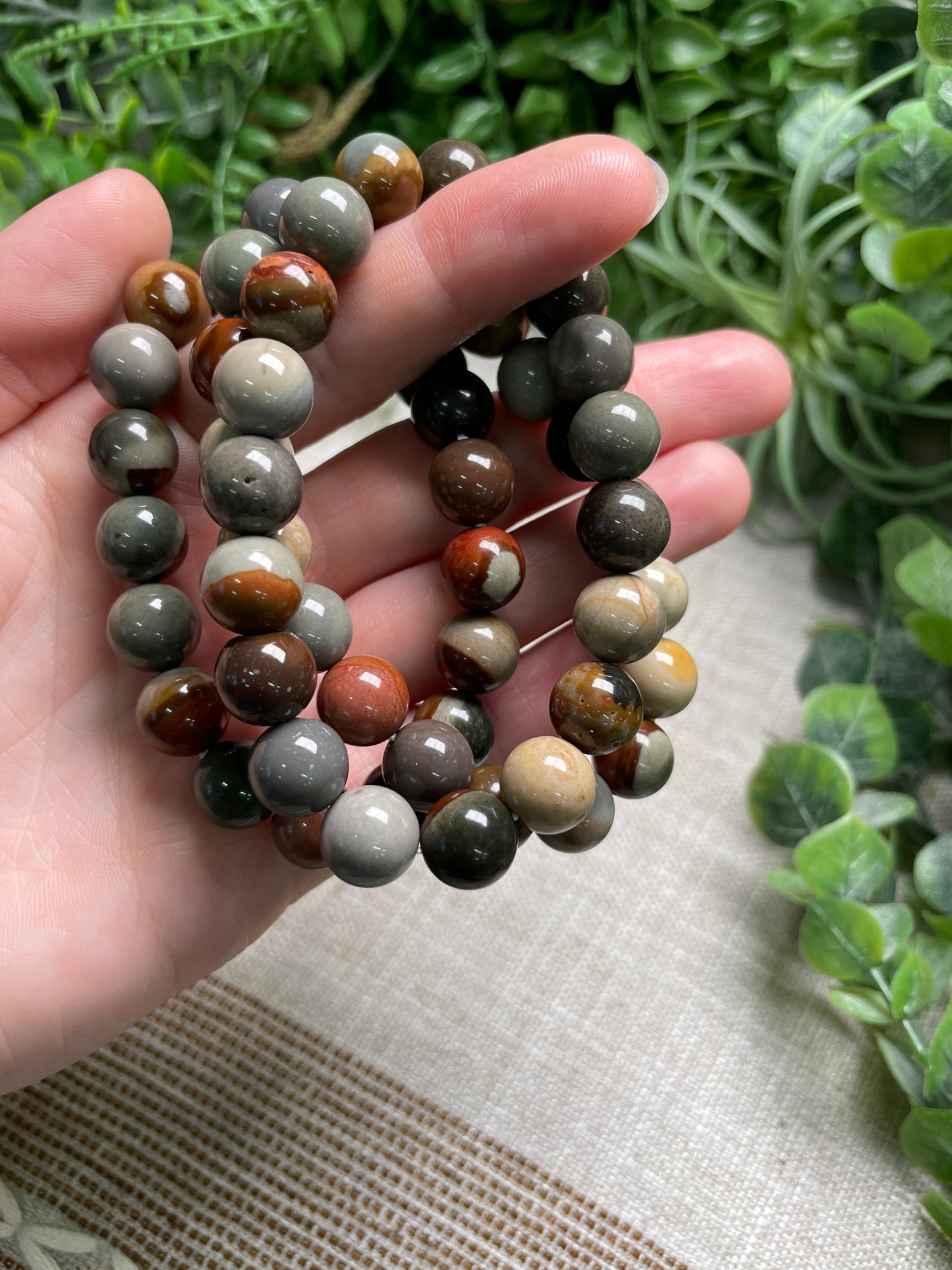 Polychrome Jasper 10mm Beaded Bracelet