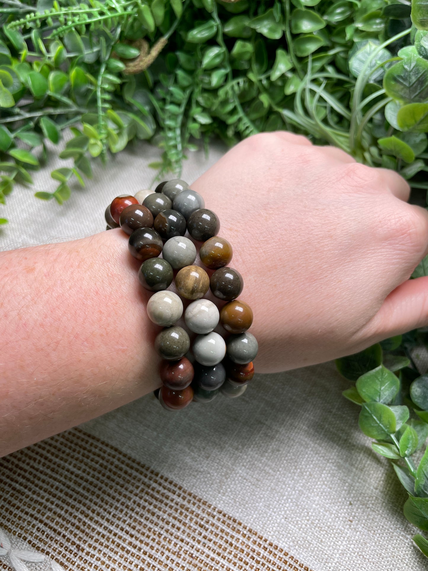 Polychrome Jasper 10mm Beaded Bracelet