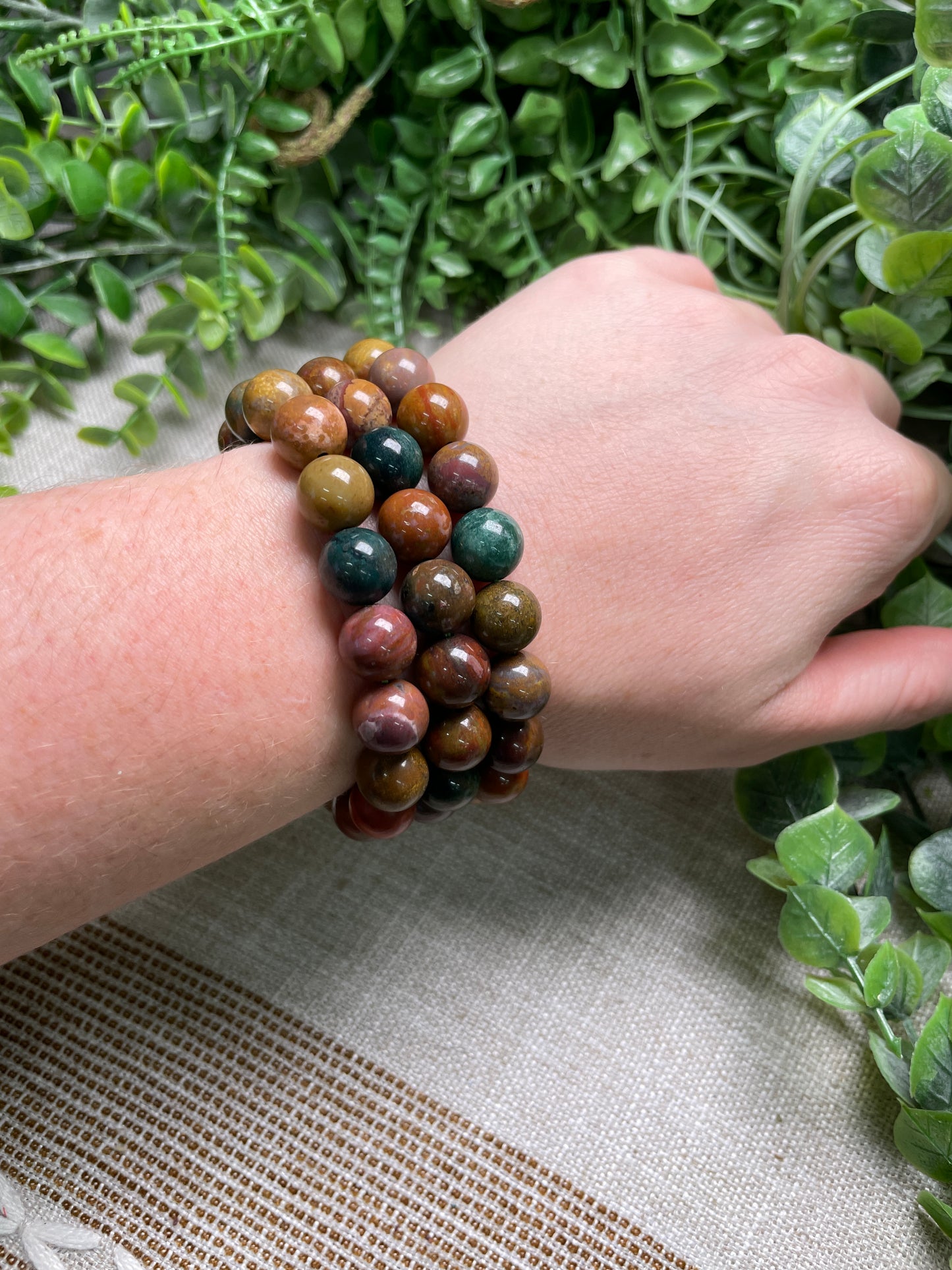 Ocean Jasper 10mm Beaded Bracelet