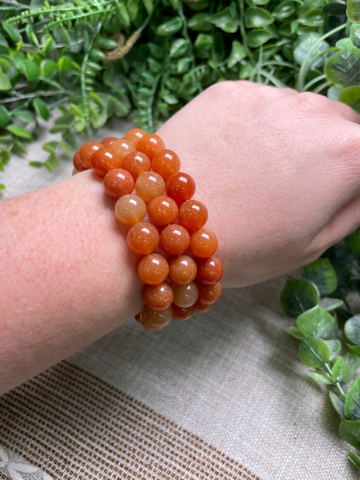 Orange Aventurine 10mm Beaded Bracelet