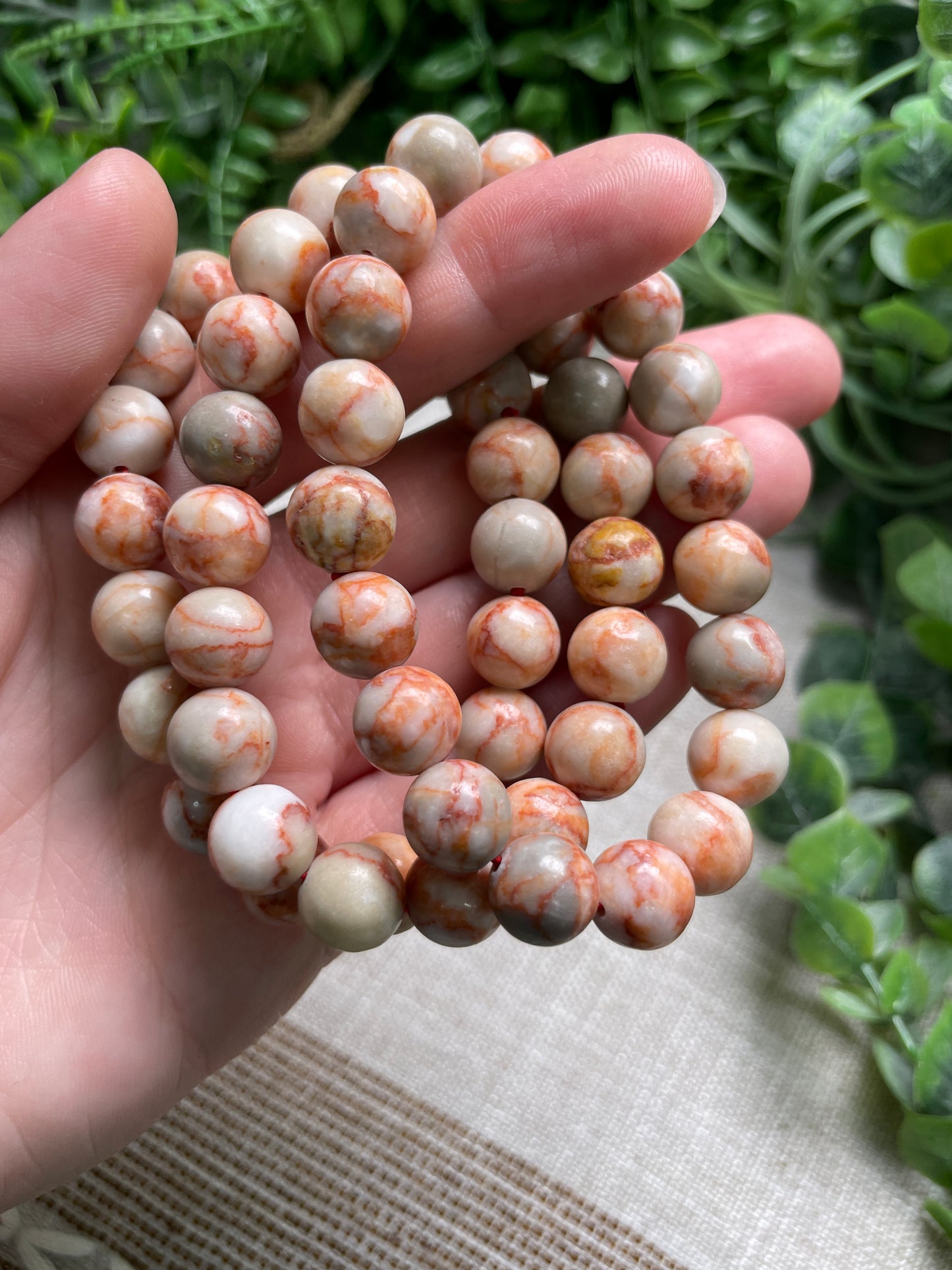 Red Vein Jasper 10mm Beaded Bracelet