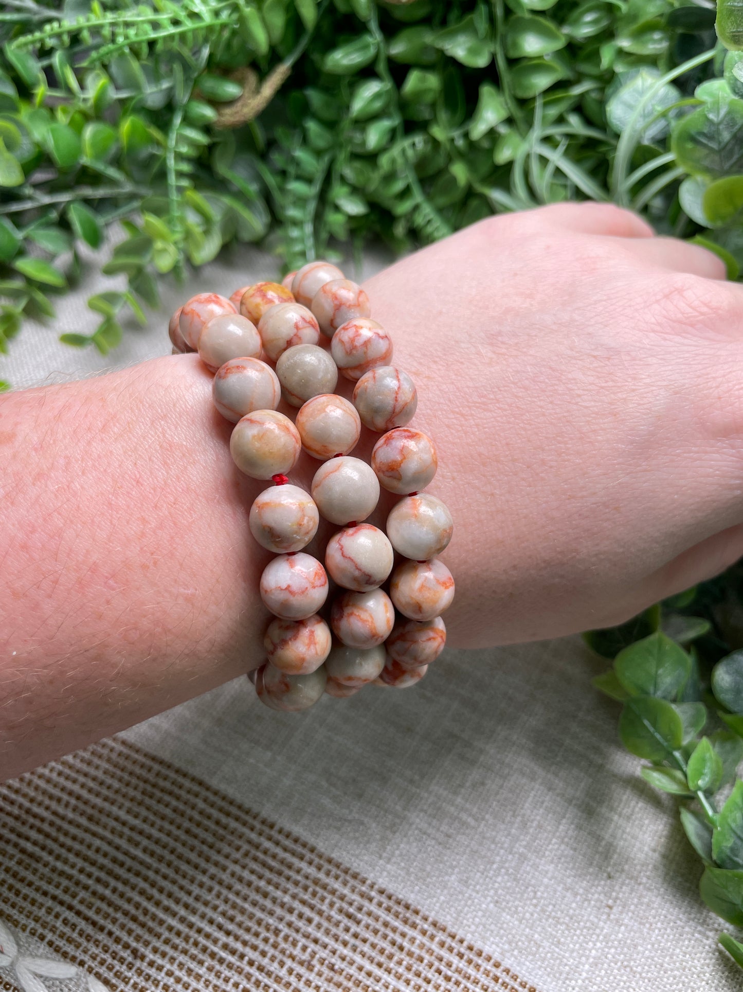 Red Vein Jasper 10mm Beaded Bracelet