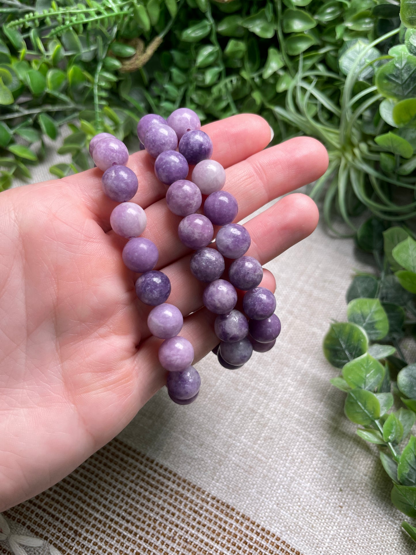 Lepidolite 10mm Beaded Bracelet