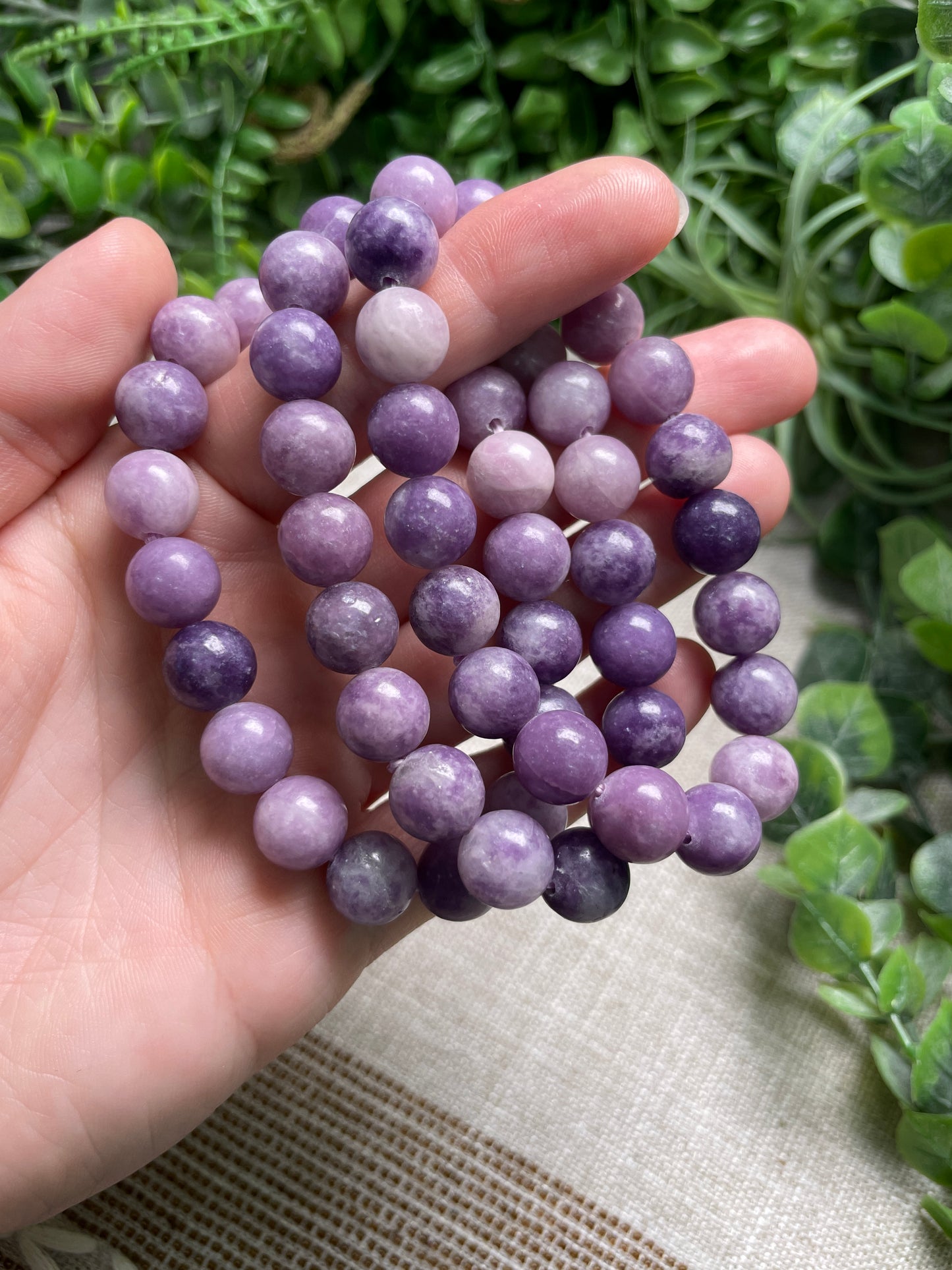 Lepidolite 10mm Beaded Bracelet