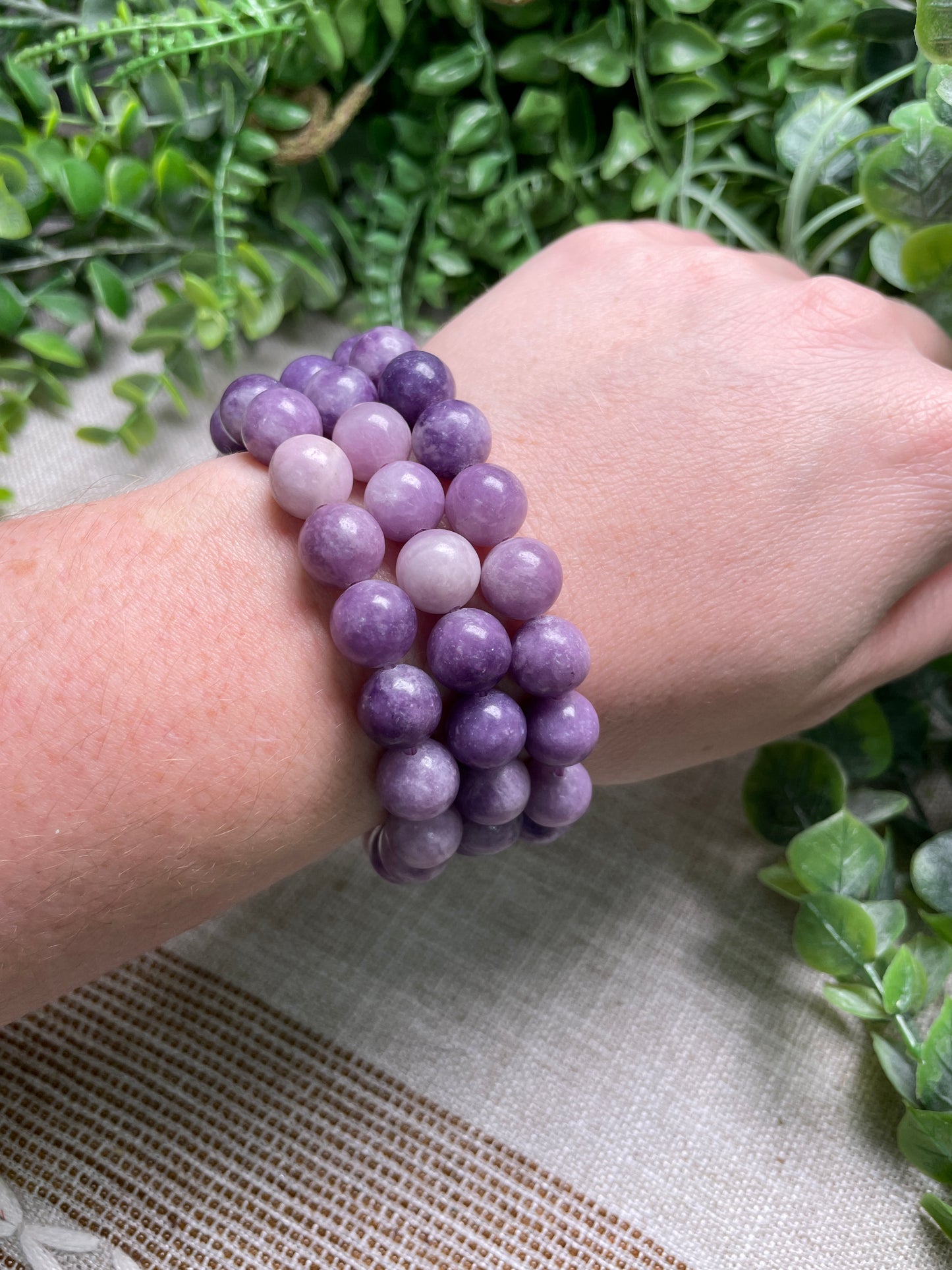 Lepidolite 10mm Beaded Bracelet