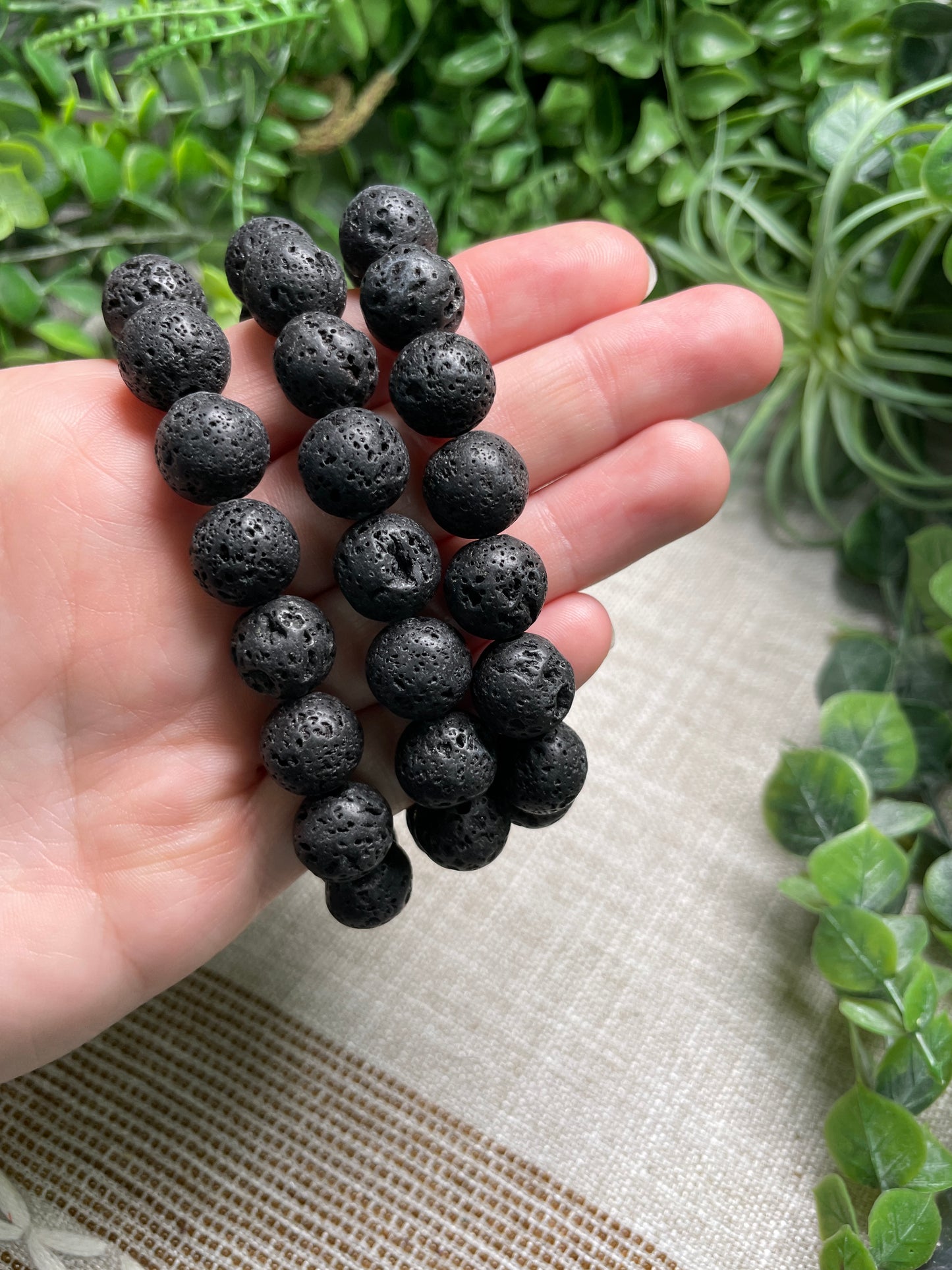 Lava Stone 12mm Beaded Bracelet