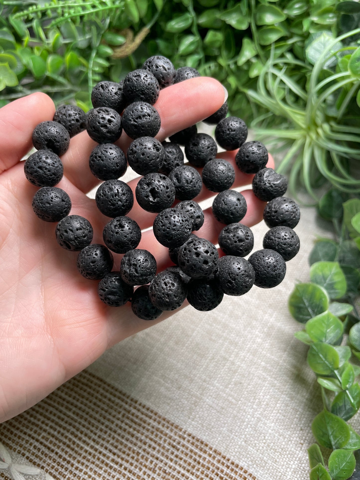 Lava Stone 12mm Beaded Bracelet