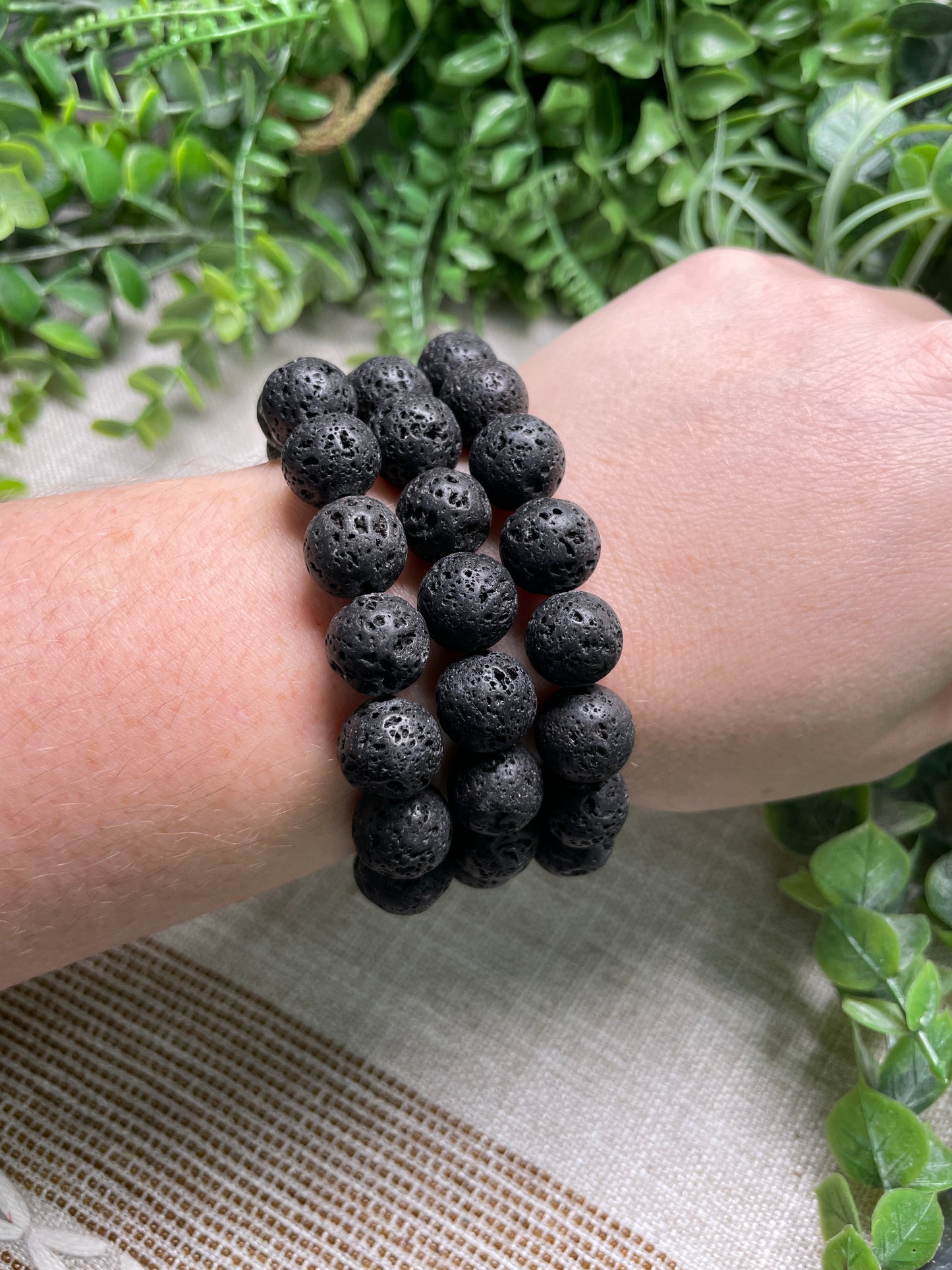 Lava Stone 12mm Beaded Bracelet