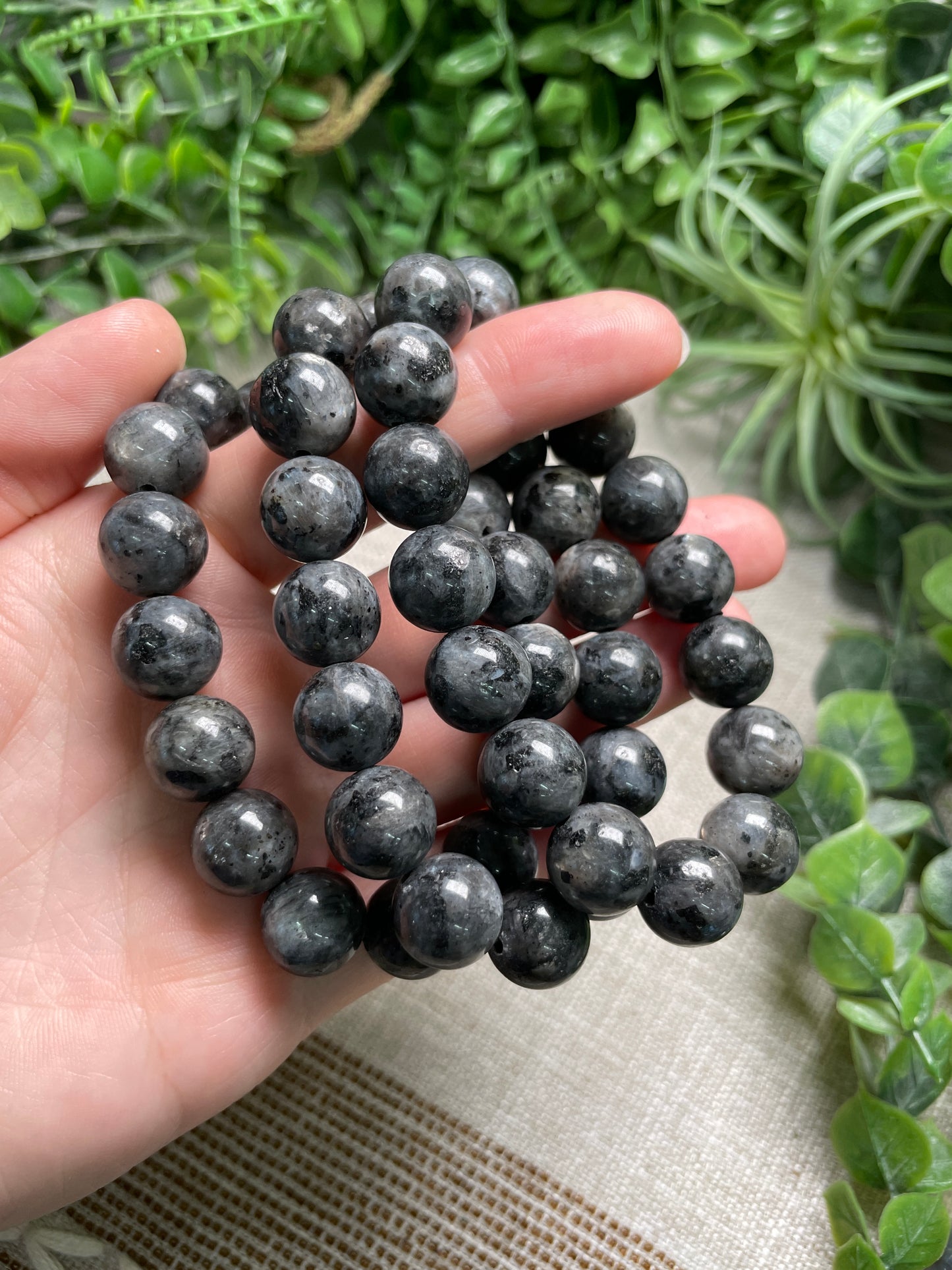 Larvikite 12mm Beaded Bracelet