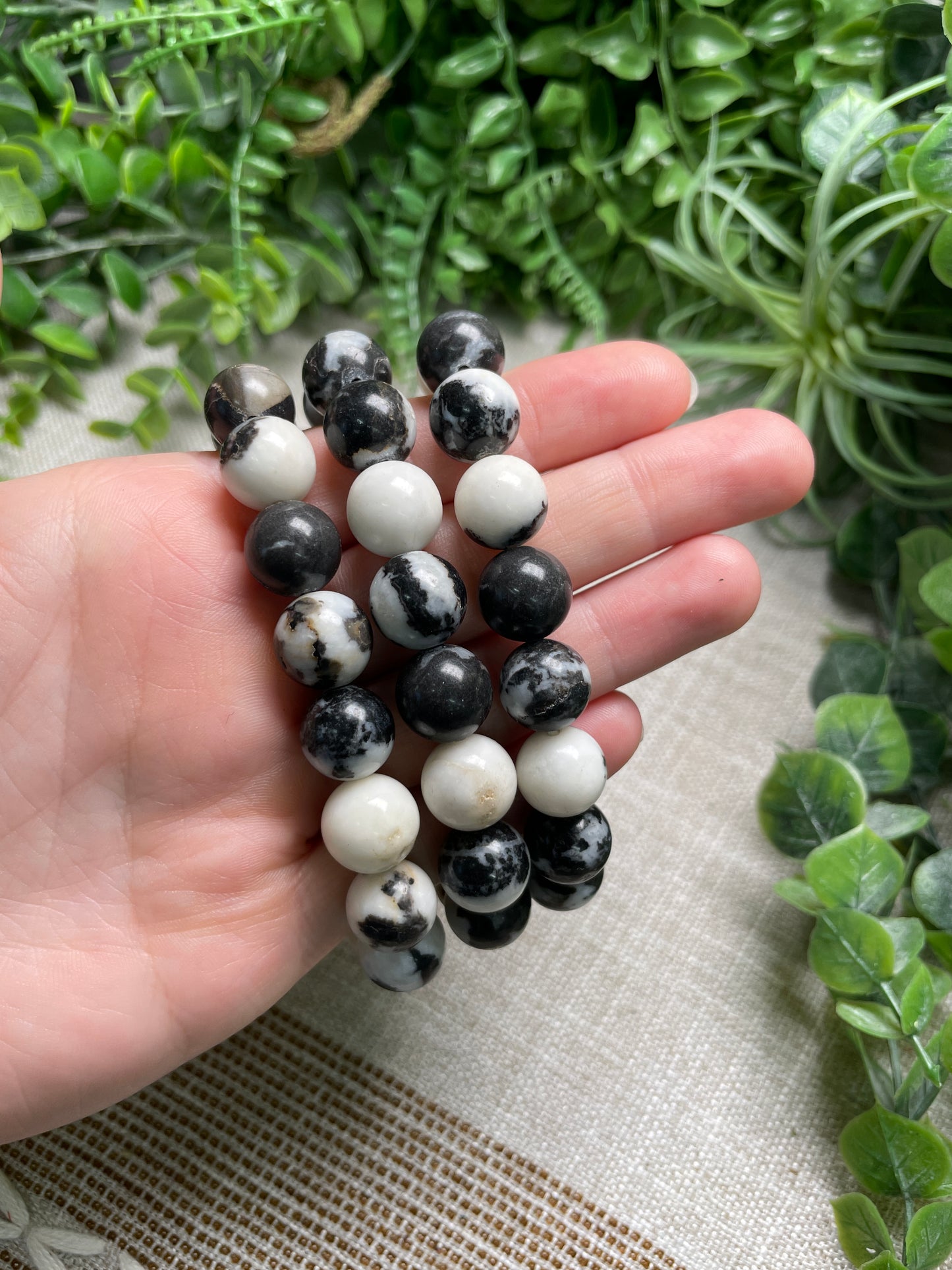 Zebra Jasper 12mm Beaded Bracelet