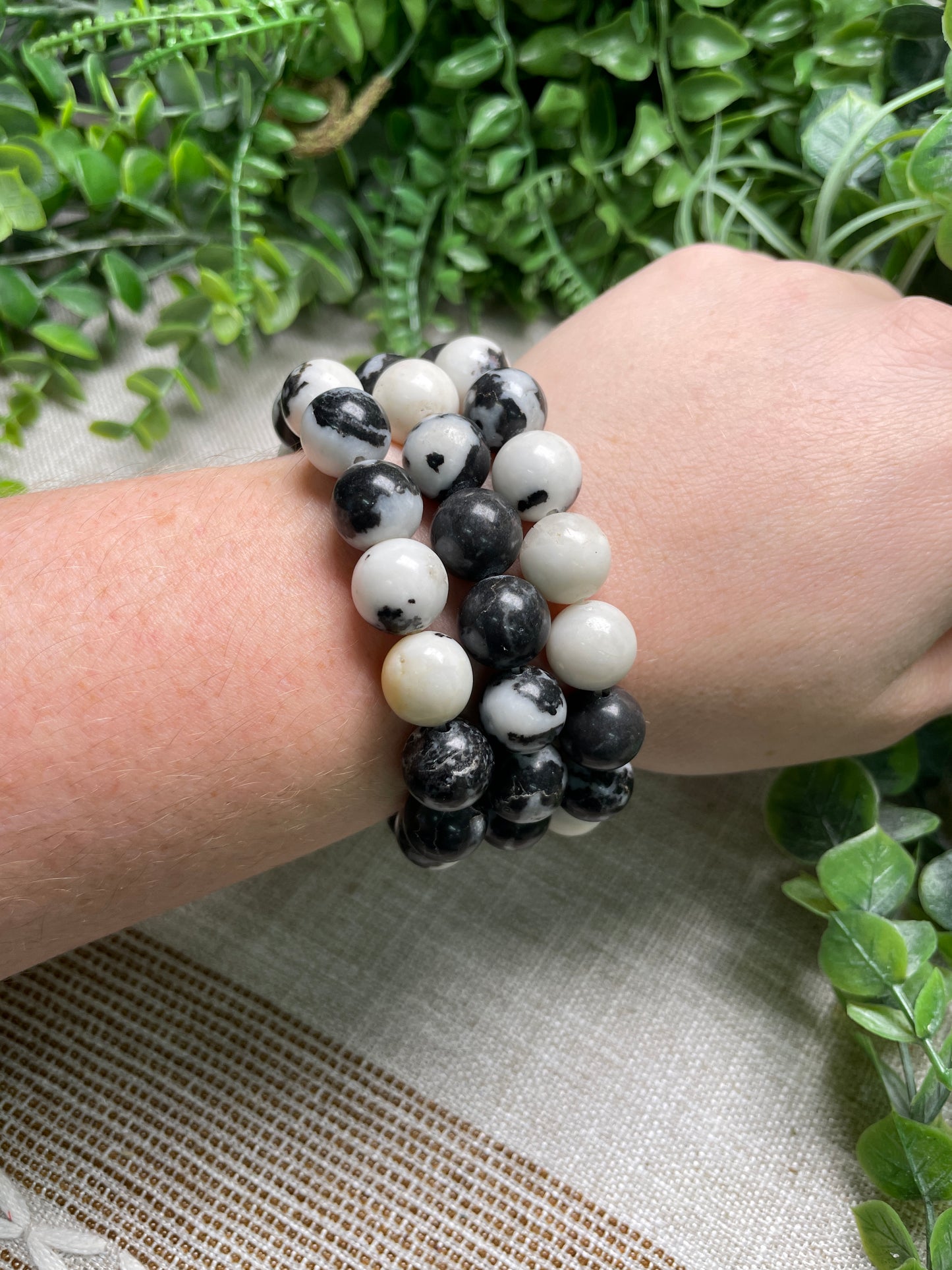 Zebra Jasper 12mm Beaded Bracelet