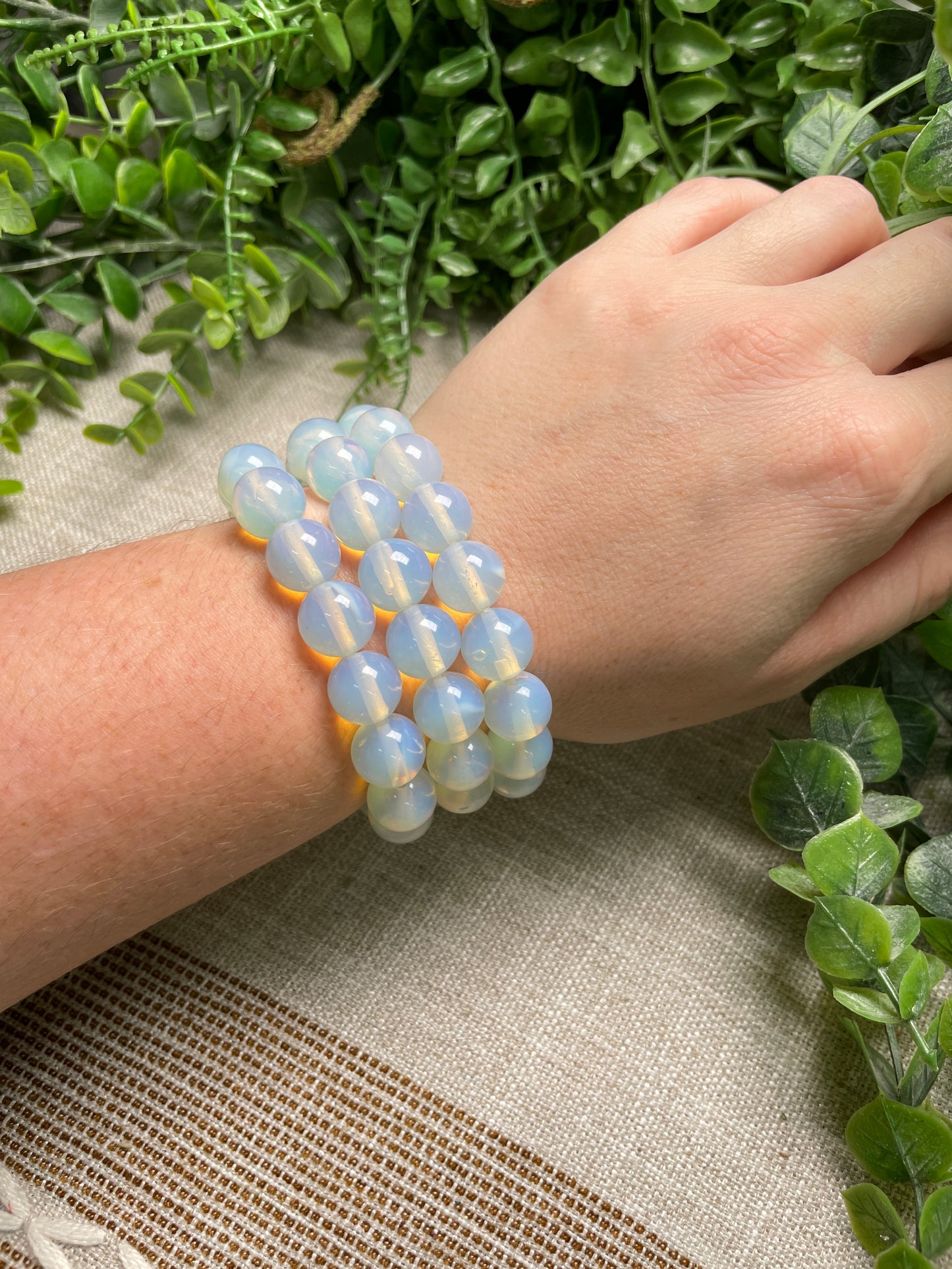 Opalite 12mm Beaded Bracelet