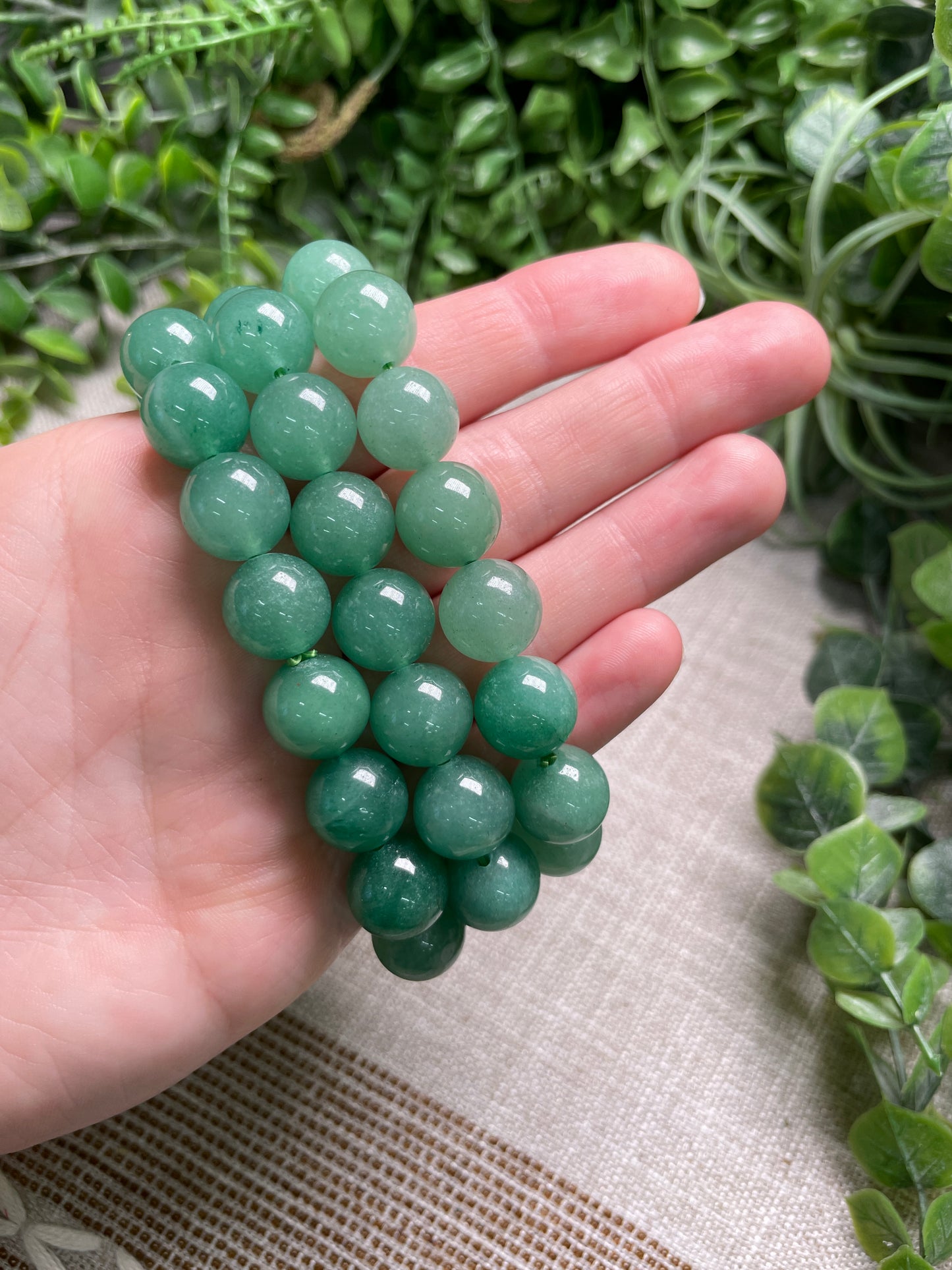 Green Aventurine 12mm Beaded Bracelet