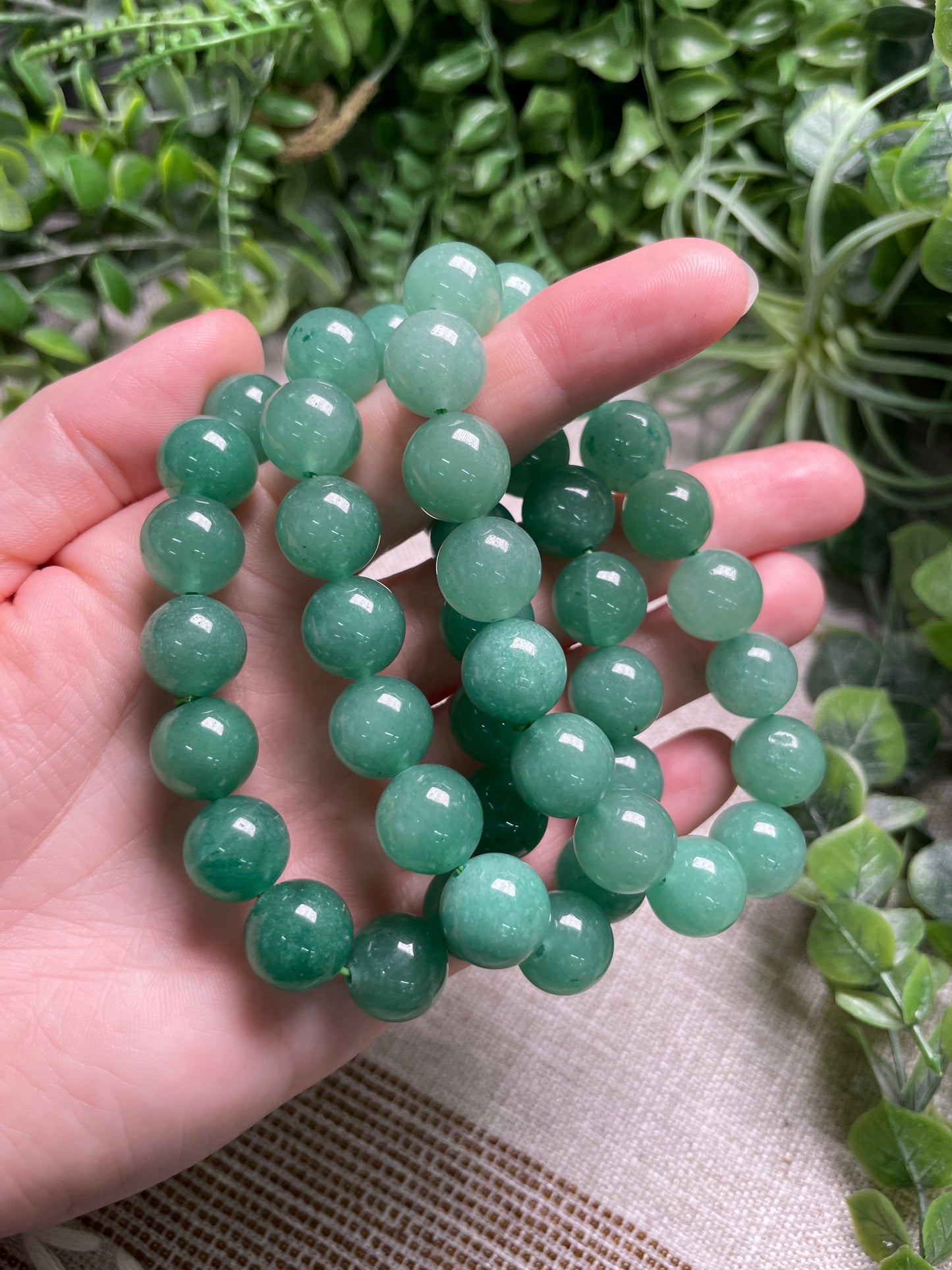 Green Aventurine 12mm Beaded Bracelet