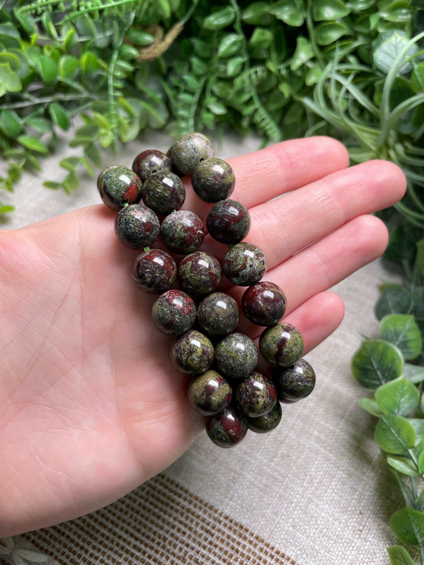 Dragon Blood Jasper 12mm Beaded Bracelet