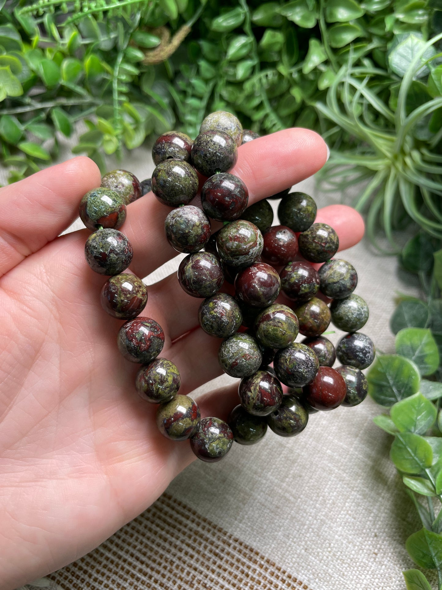 Dragon Blood Jasper 12mm Beaded Bracelet