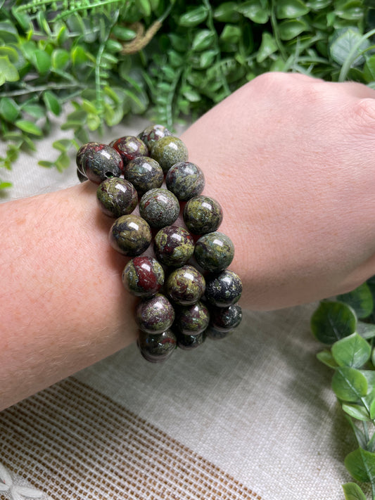 Dragon Blood Jasper 12mm Beaded Bracelet