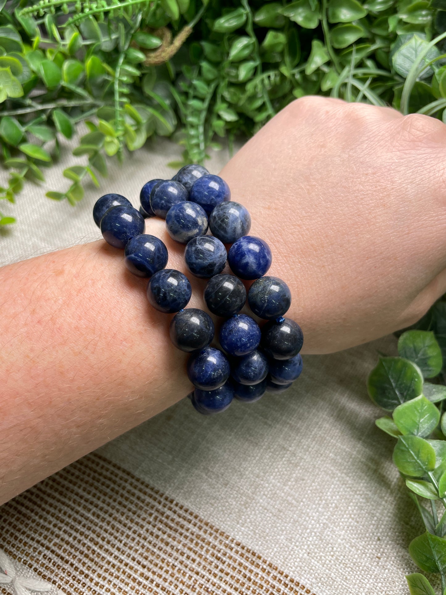 Sodalite 12mm Beaded Bracelet