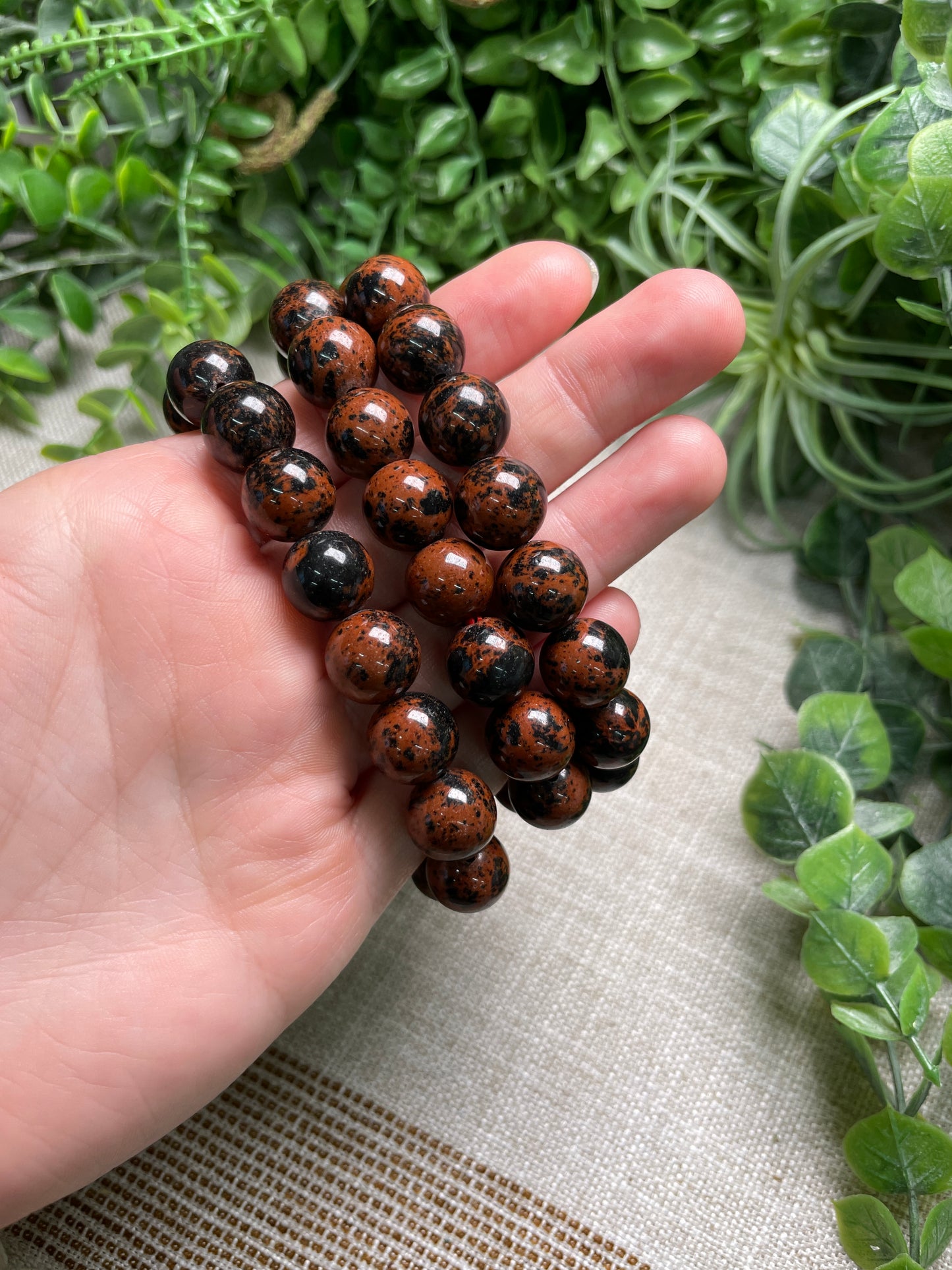 Red Obsidian 12mm Beaded Bracelet