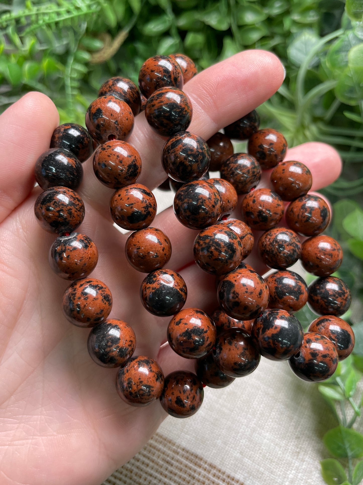 Red Obsidian 12mm Beaded Bracelet