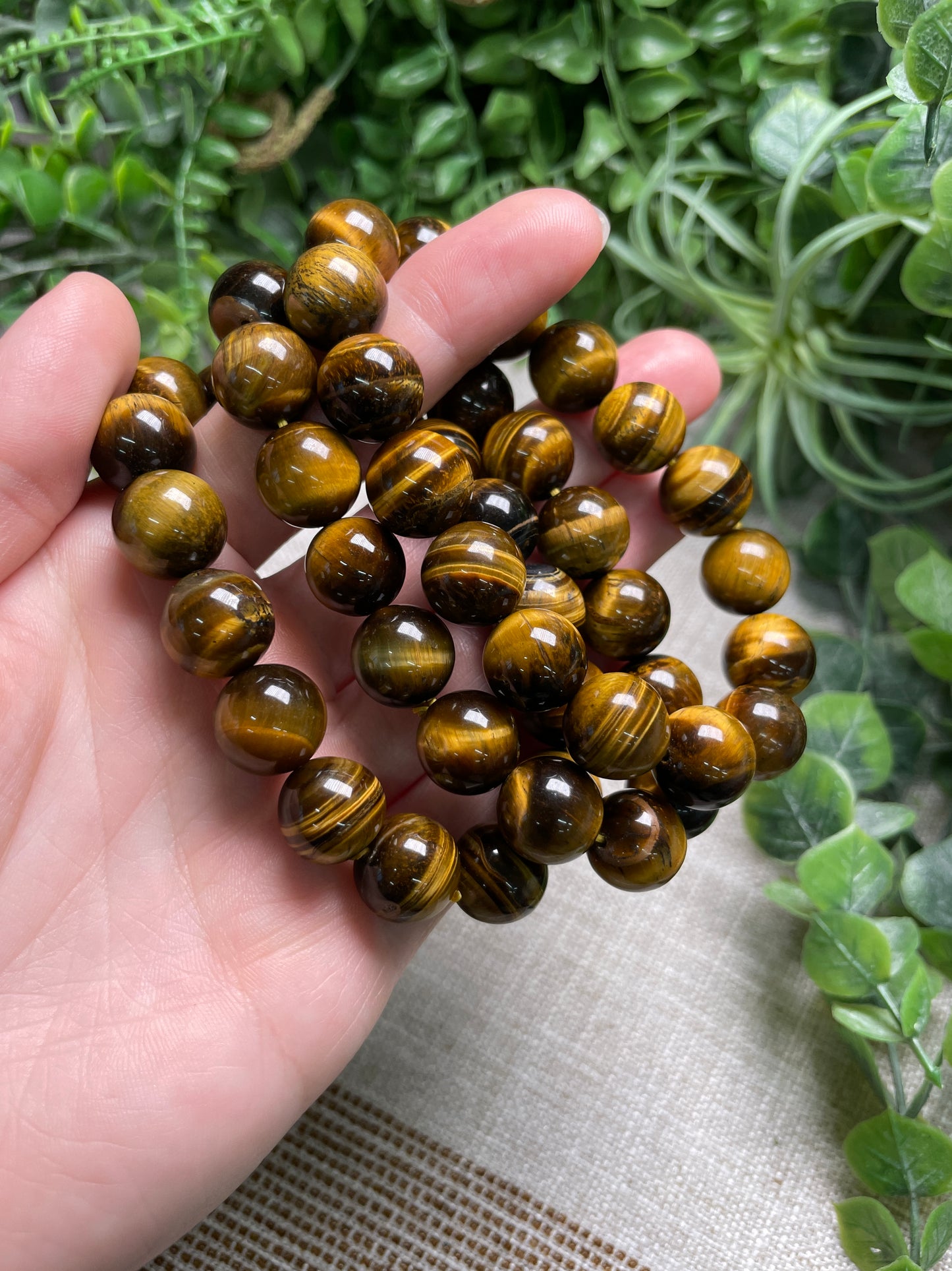 Tigers Eye 12mm Beaded Bracelet