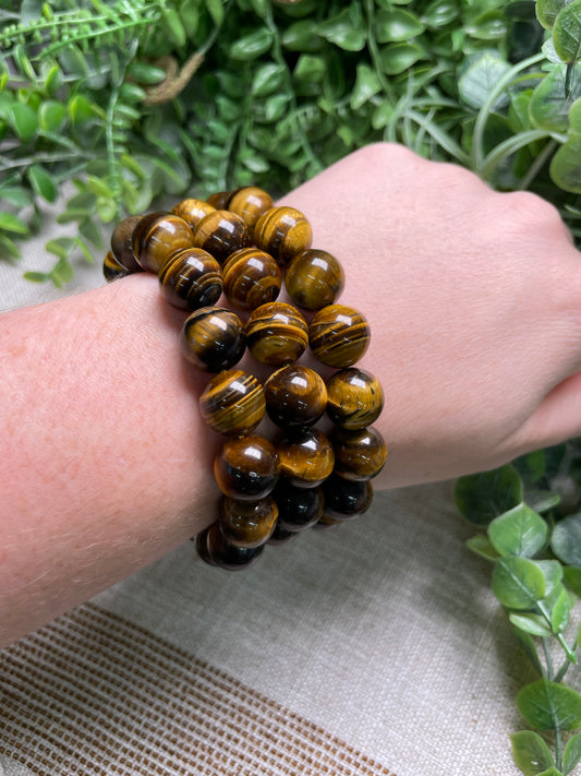 Tigers Eye 12mm Beaded Bracelet