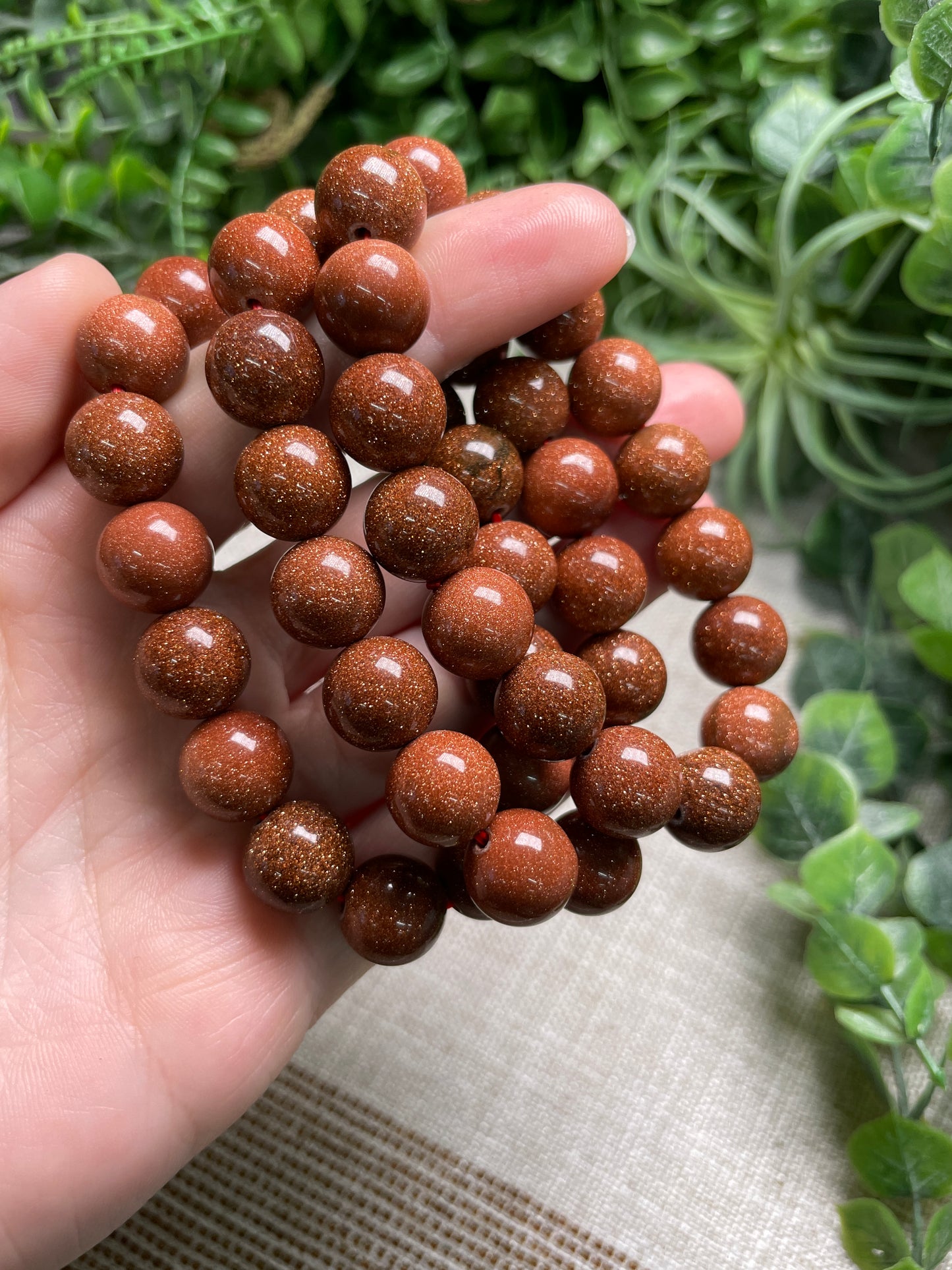 Goldstone 12mm Beaded Bracelet