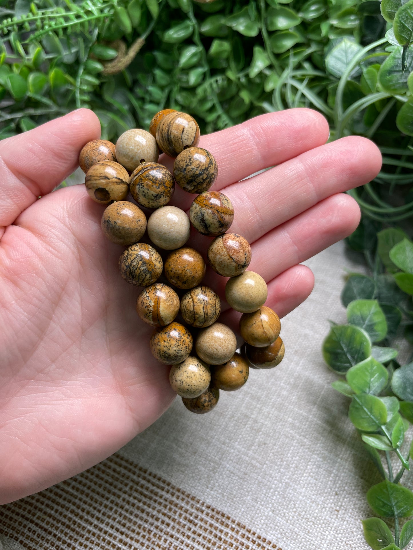 Picture Jasper 12mm Beaded Bracelet