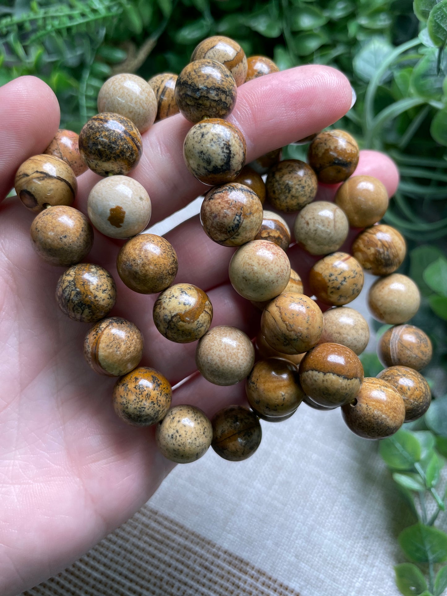 Picture Jasper 12mm Beaded Bracelet