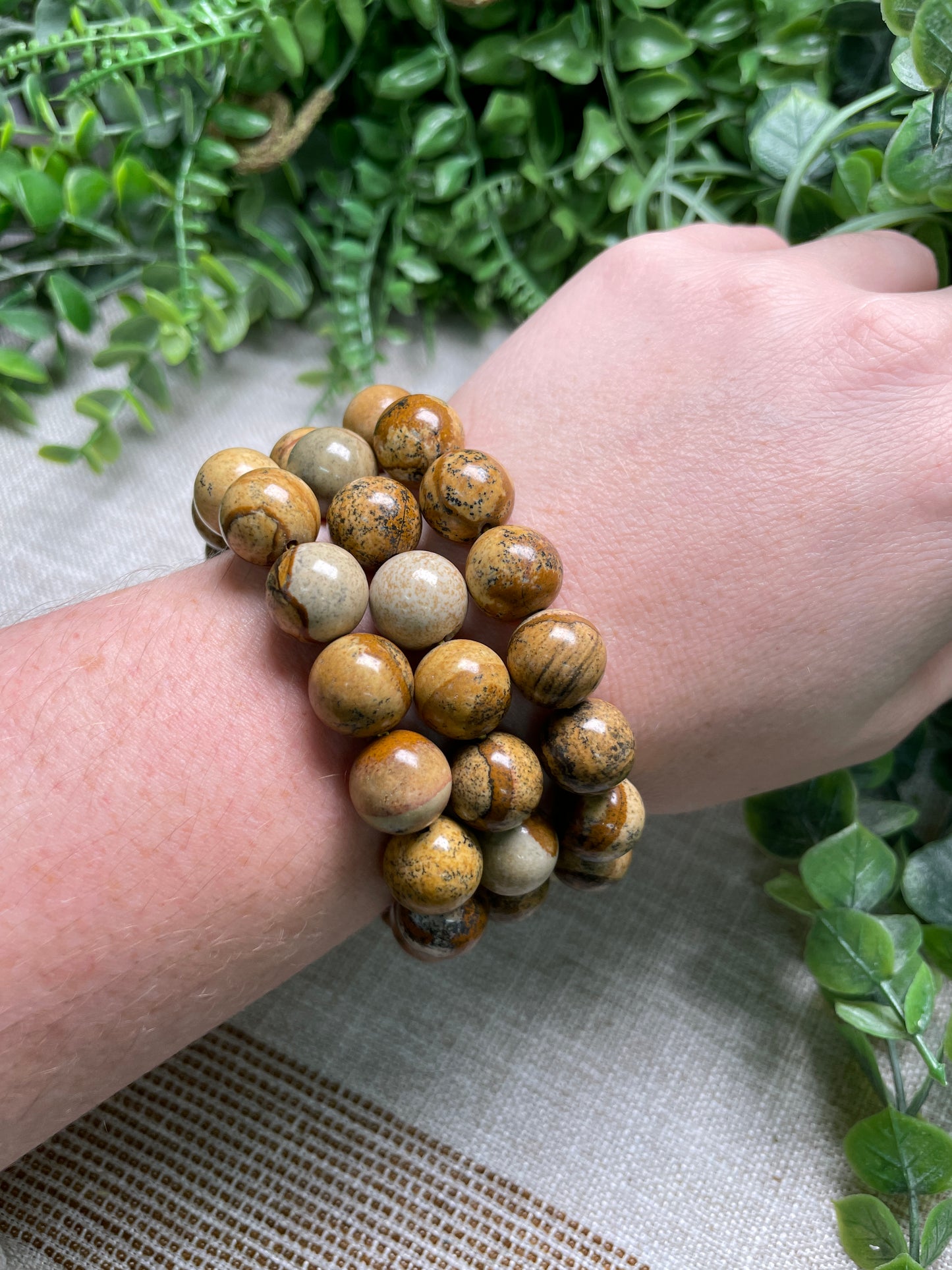 Picture Jasper 12mm Beaded Bracelet